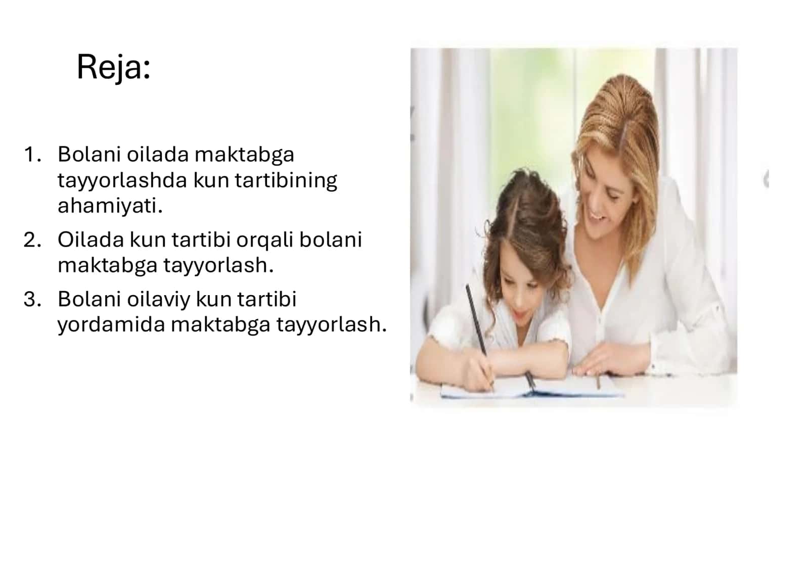 Bolani oilada maktabga tayyorlashda kun tartibini ahamiyati 2