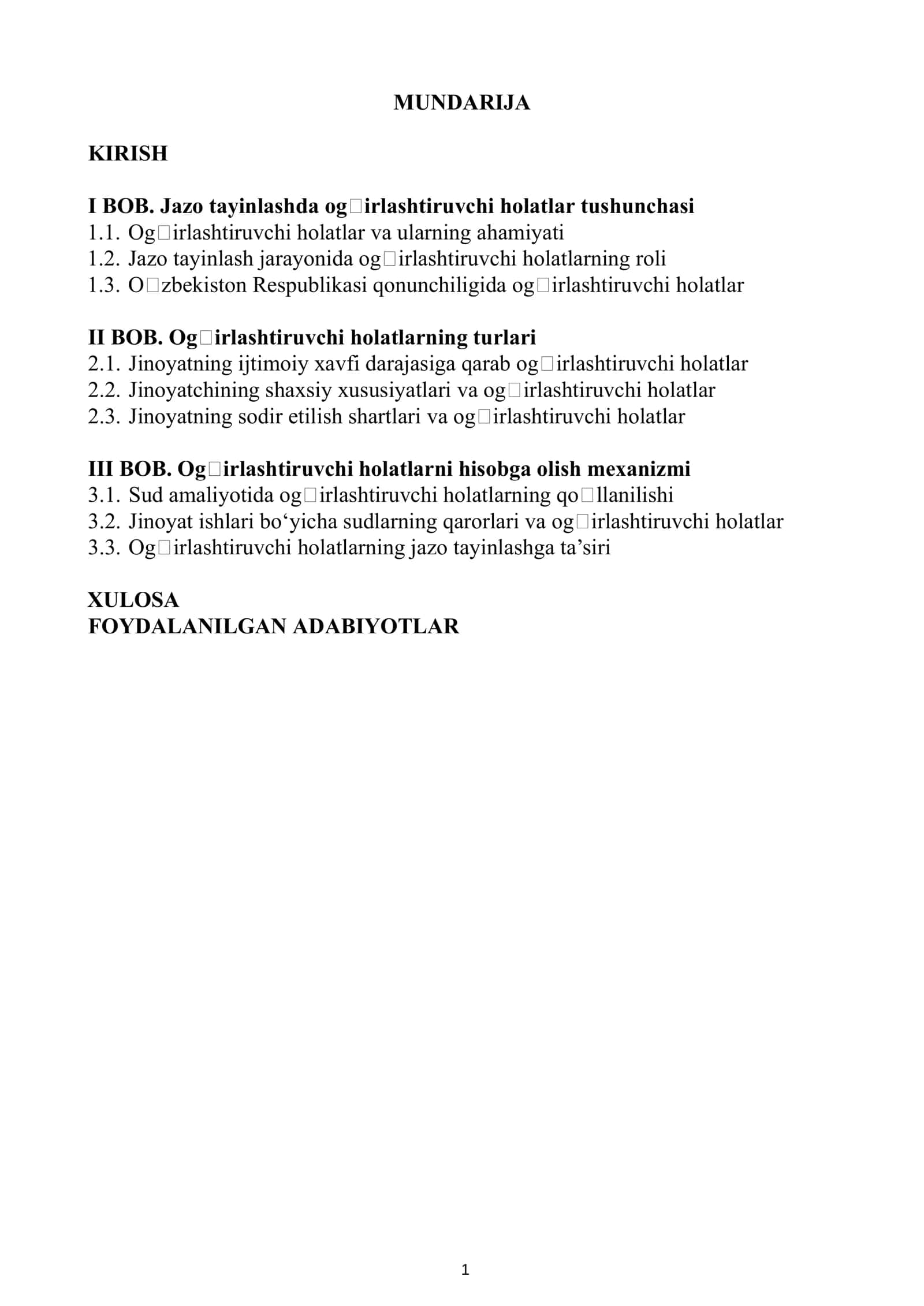 Jazo tayinlashda ogʻirlashtiruvchi holatlar tushunchasi va ularning turlari 2