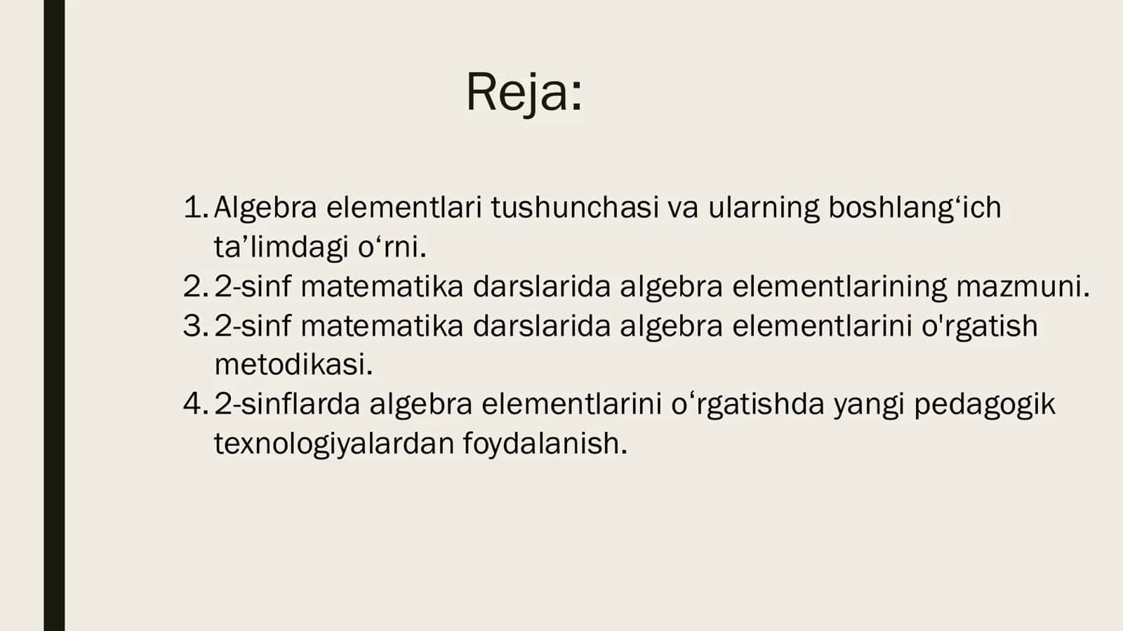 Algebra elementlarini o’rgatish metodikasi 2