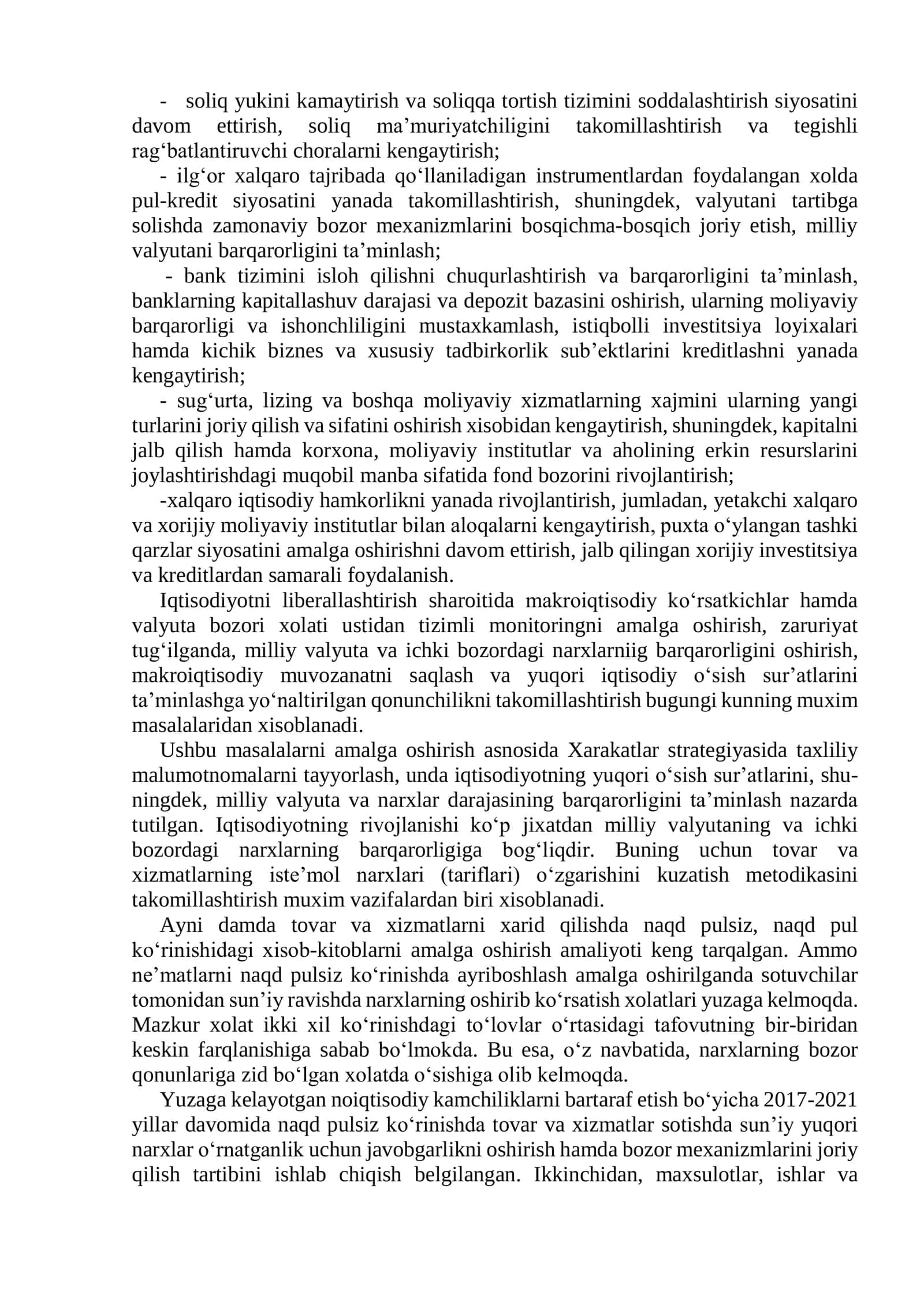 IQTISODIYOTNI RIVOJLANTIRISH VA LIBERALLASHTIRISHNING O‘ZIGA XOS XUSUSIYATLARI VA USTUVOR YO‘NALISHLARI 2