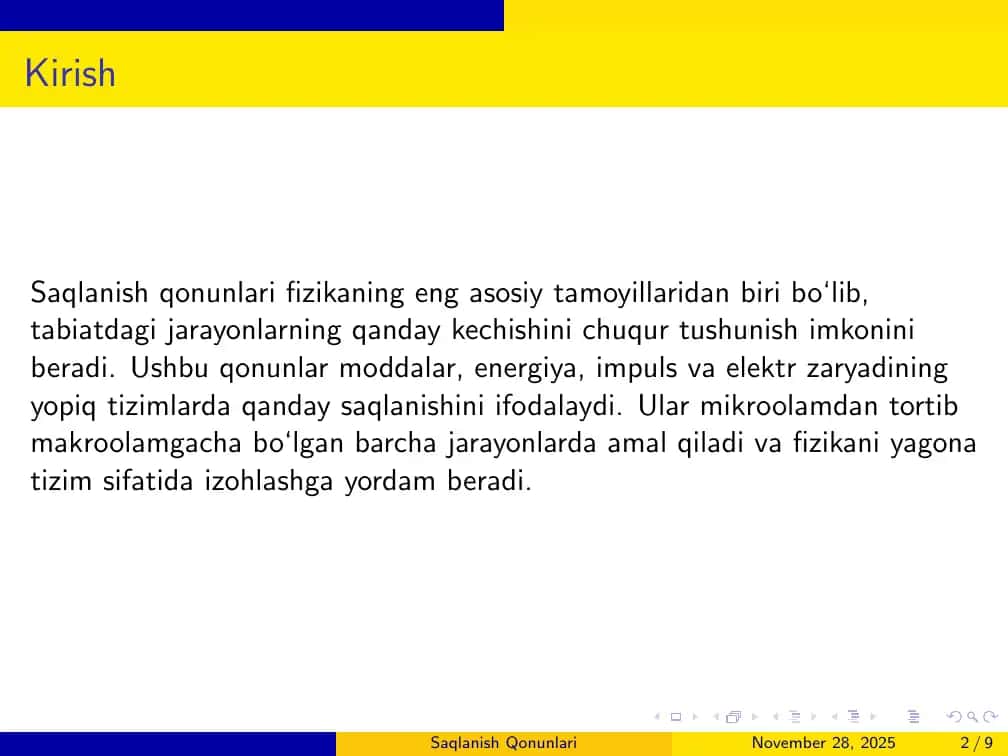 Saqlanish Qonunlari 2