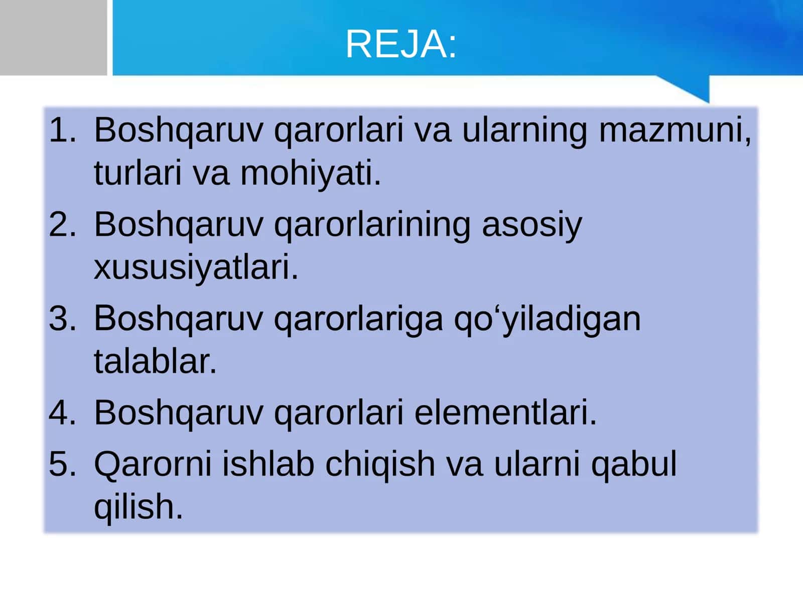 Boshqaruv qarorlarini qabul qilish 2