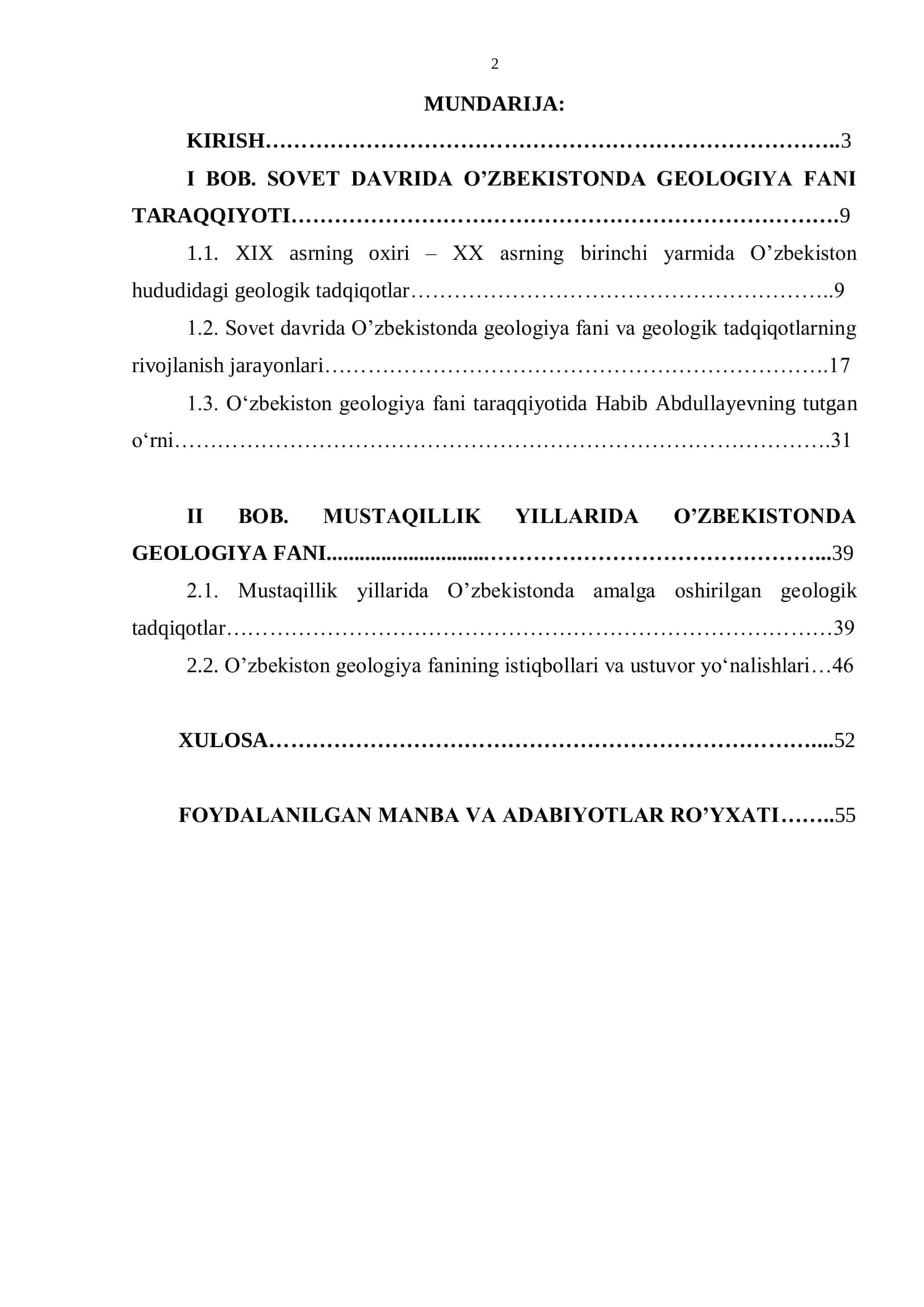XX asrda O‟zbekistonda geologiya fani: shakllanishi, rivojlanish jarayonlari va muammolari 2