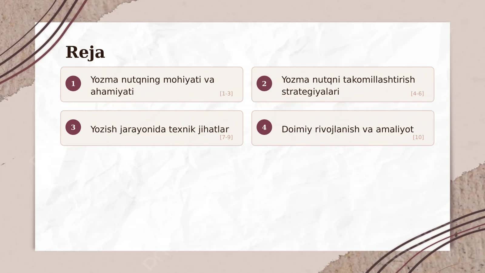 Yozma nutq va uni takomillashtirish yo'llari 2