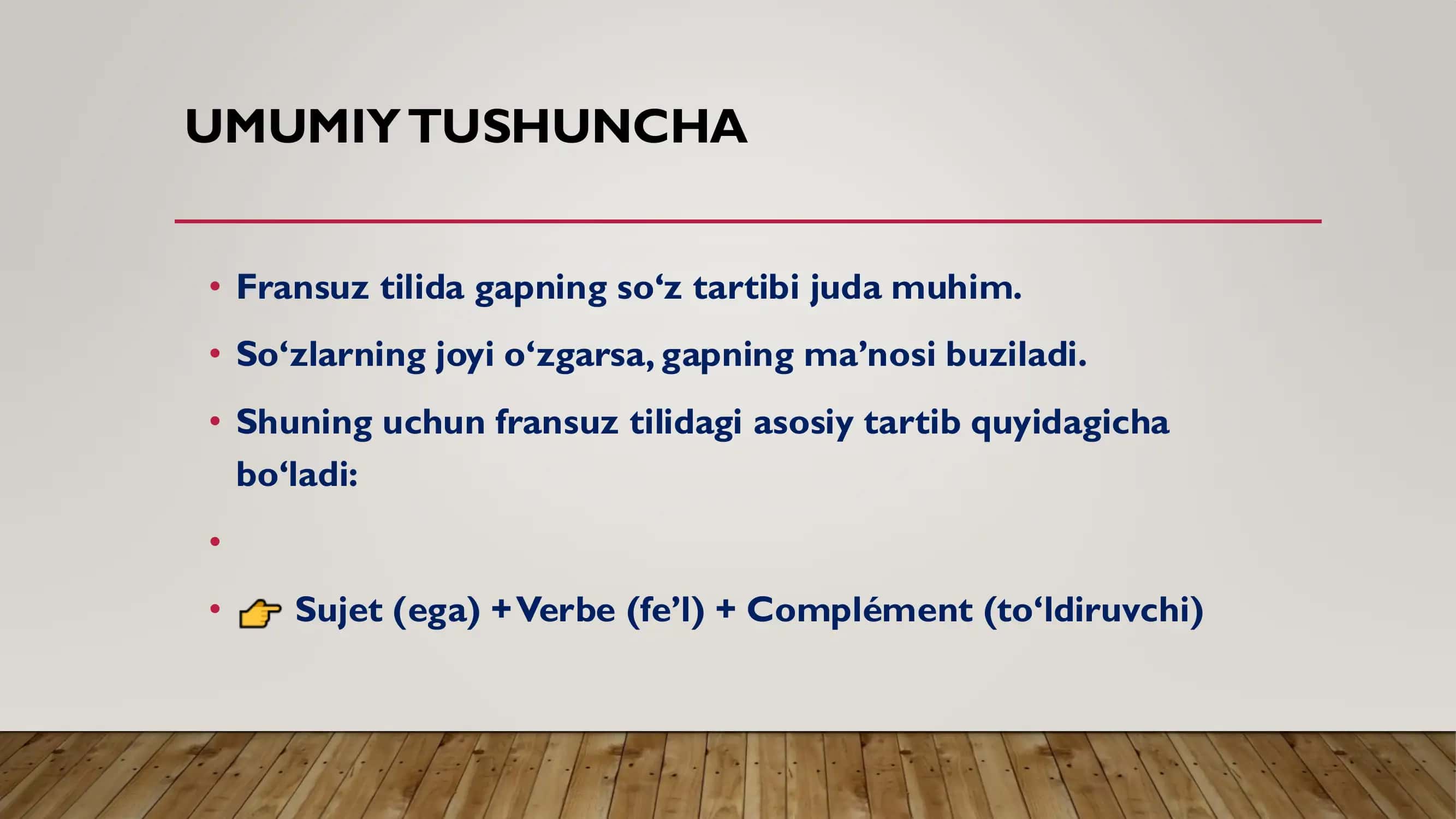 Fransuz tilida gapning tuzilish tartibi va yasalishi 2