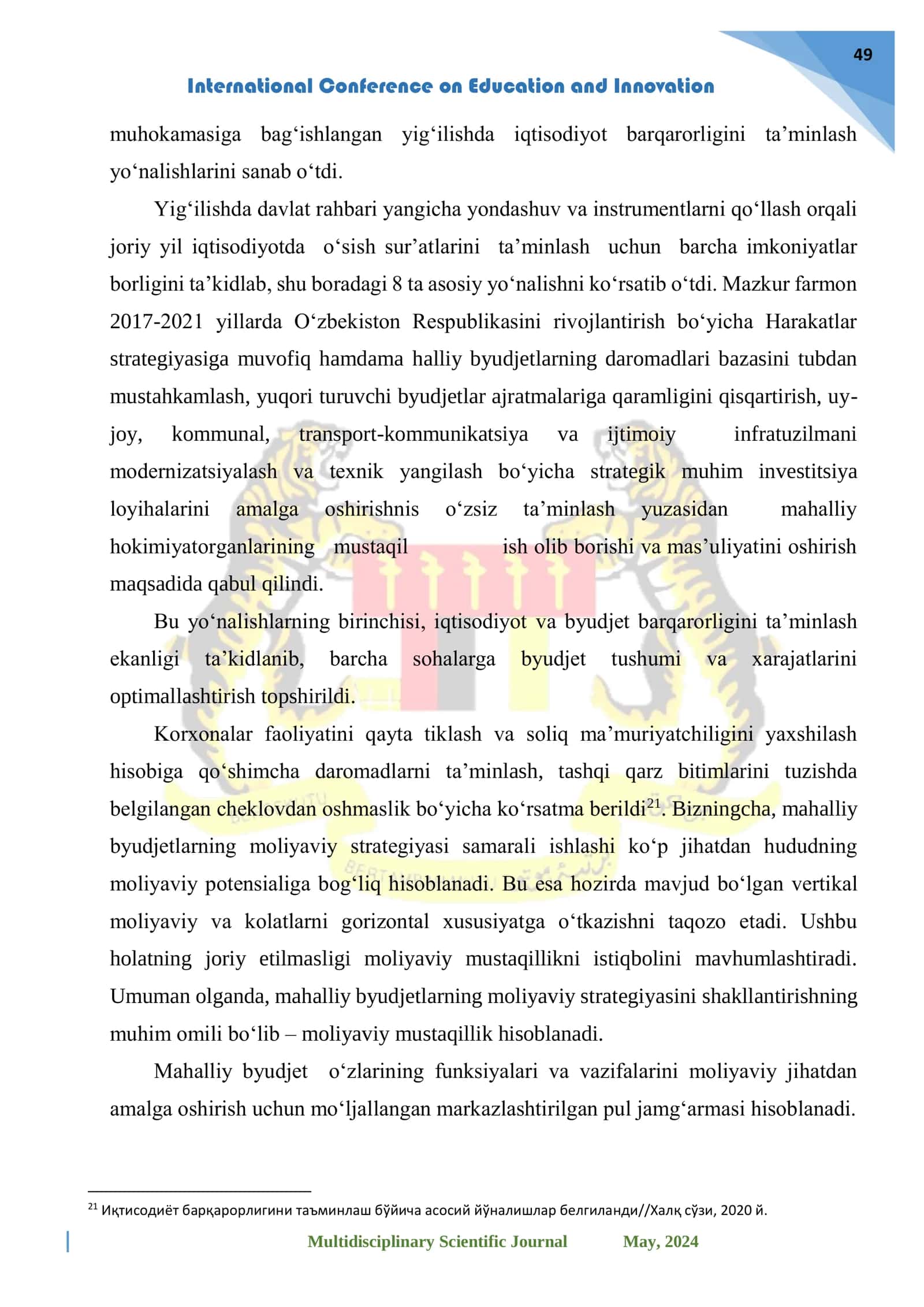 MAHALLIY BYUDJET DAROMADLARINING IQTISODIY MOHIYATI VA NAZARIY ASOSLARI 2