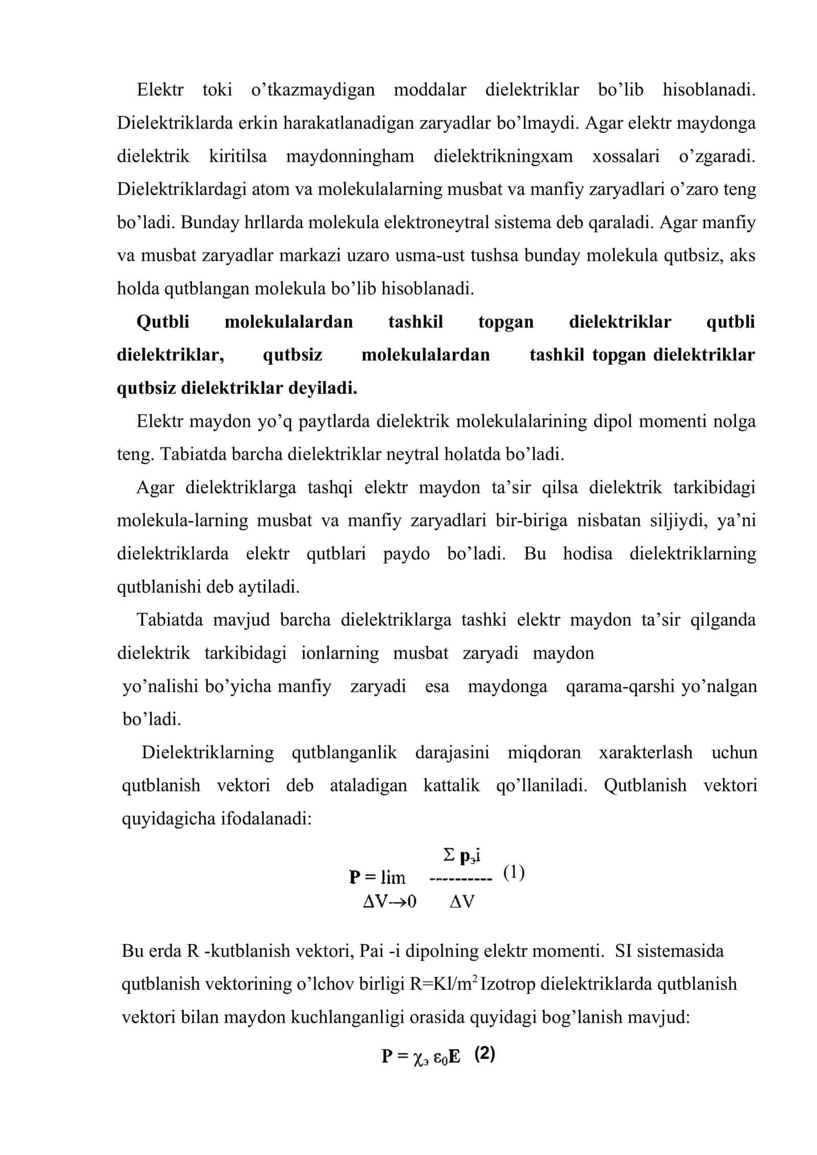 Dielеktriklаrdа elеktr mаydоn 2