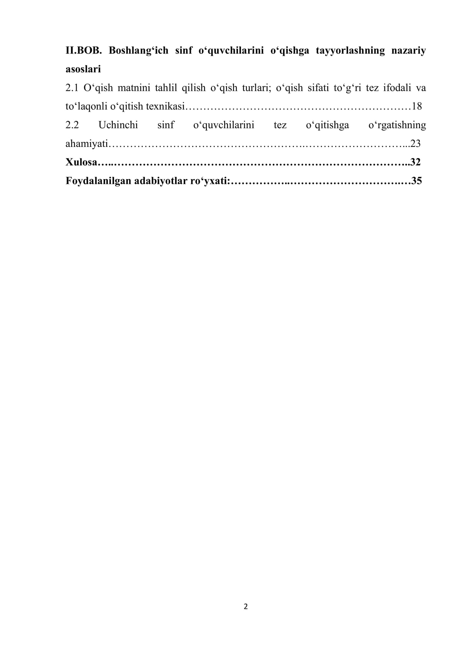 Kurs ishi: Boshlang‘ich ta’lim o‘quvchilariga to‘g‘ri o‘qishni o‘rgatish usullari 2
