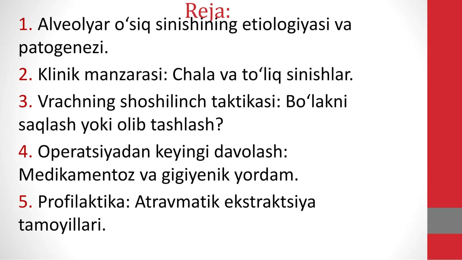 Tish alveolasi sinishining taktikasi 2