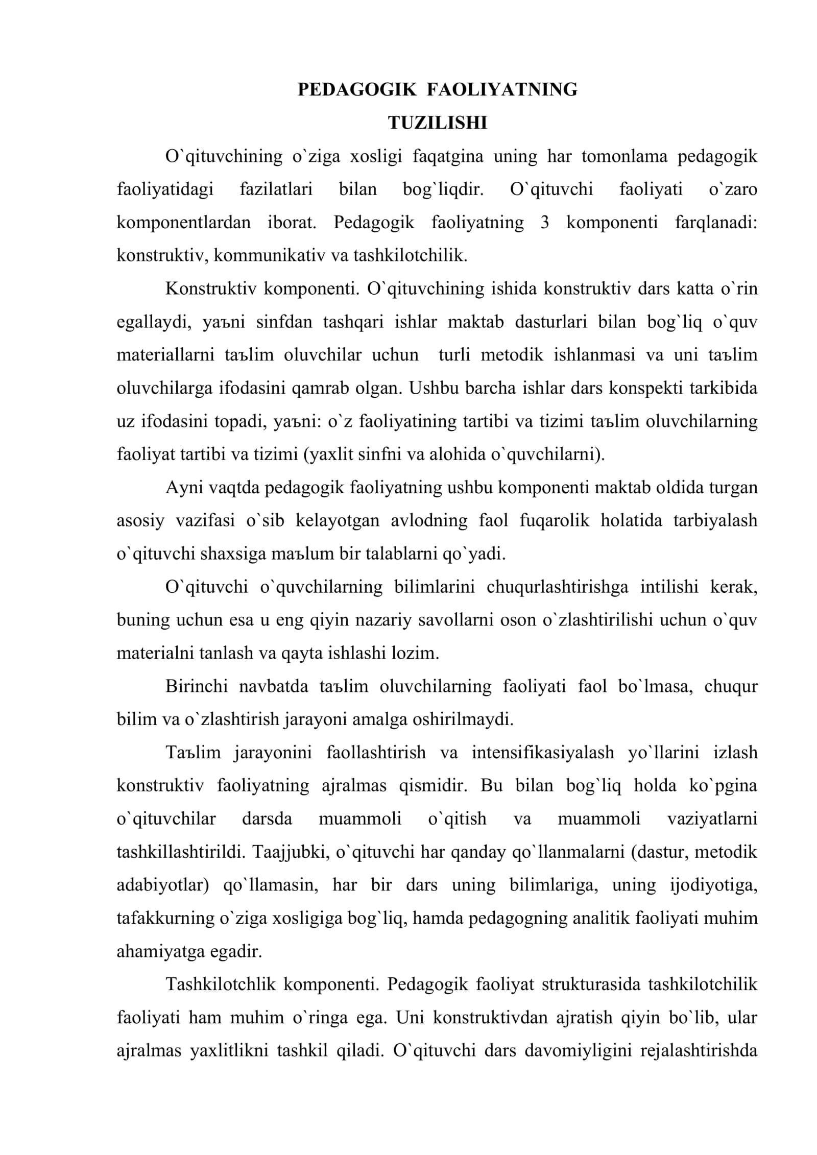 Pedagog pedagogik faoliyati sub`ekti sifatida 2