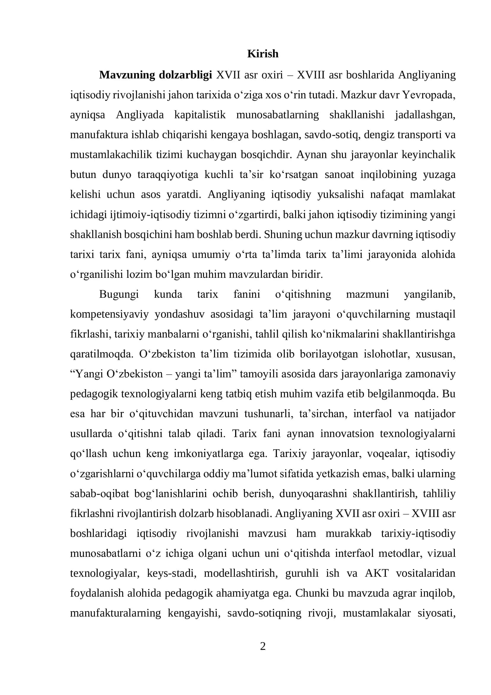 XVII asr oxiri – XVIII asr boshlarida Angliyaning iqtisodiy rivojlanishi 2