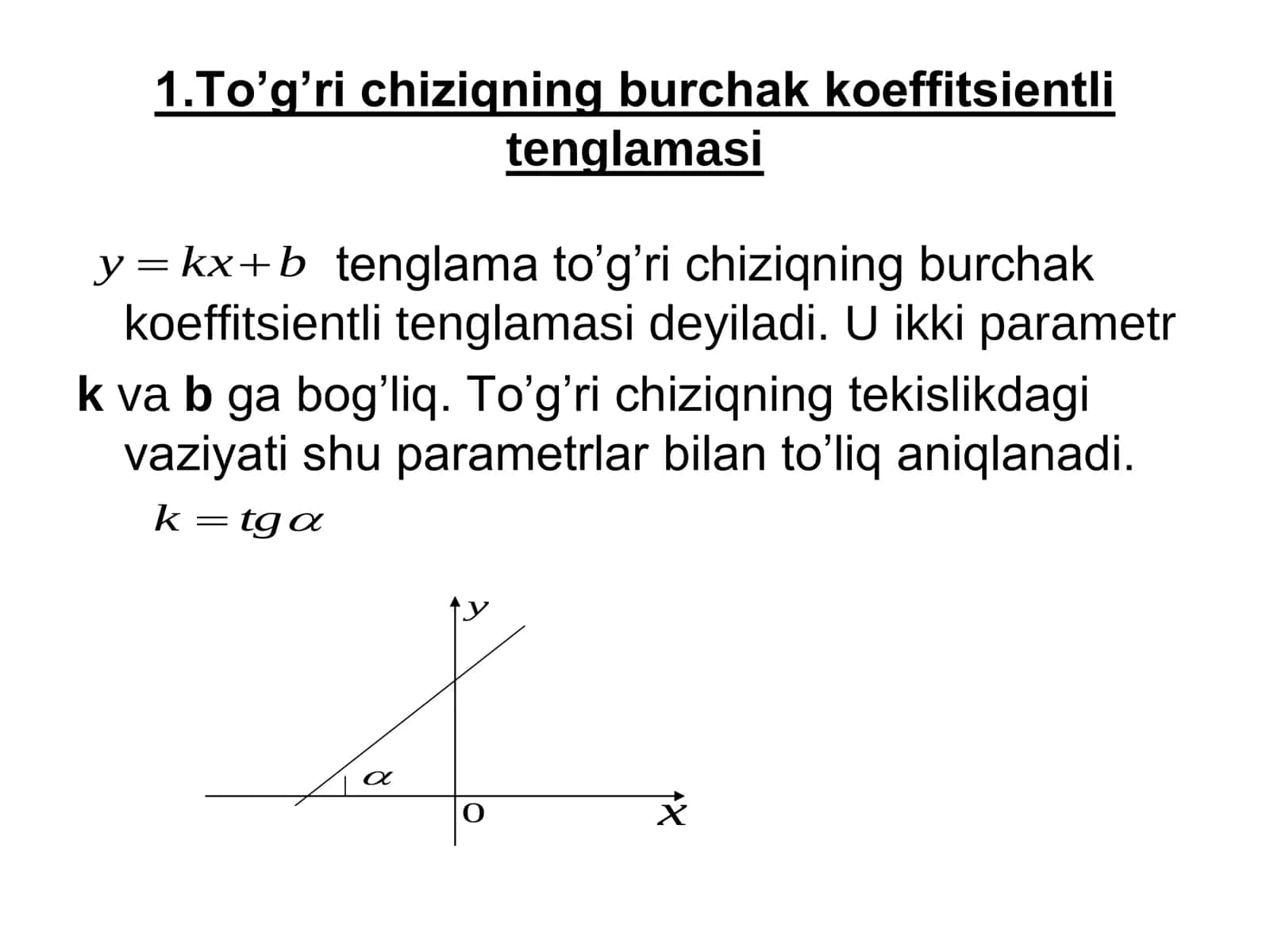Ikki to’g’ri chiziq orasidagi burchak. To’g’ri chiziqning parallellik va perpendikulyarlik alomatlari. Nuqtadan to’g’ri chiziqgacha masofa 3