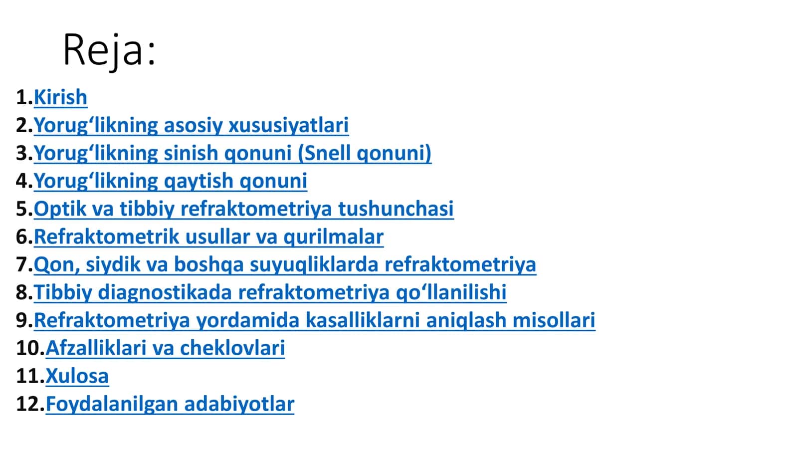 Yorug‘likning sinish va qaytish qonuni. Tibbiy tashxis amaliyotida refraktometrik usullarning qo‘llanilishi 3