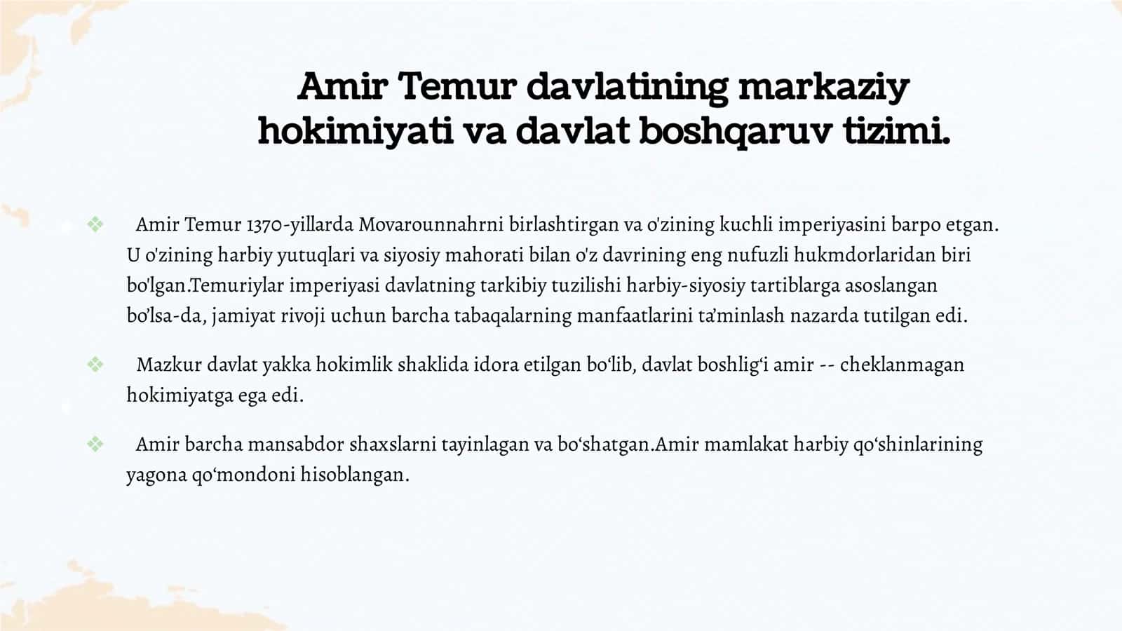 Amir Temur va temuriylar davrida harbiy boshqaruv tartiblari 3
