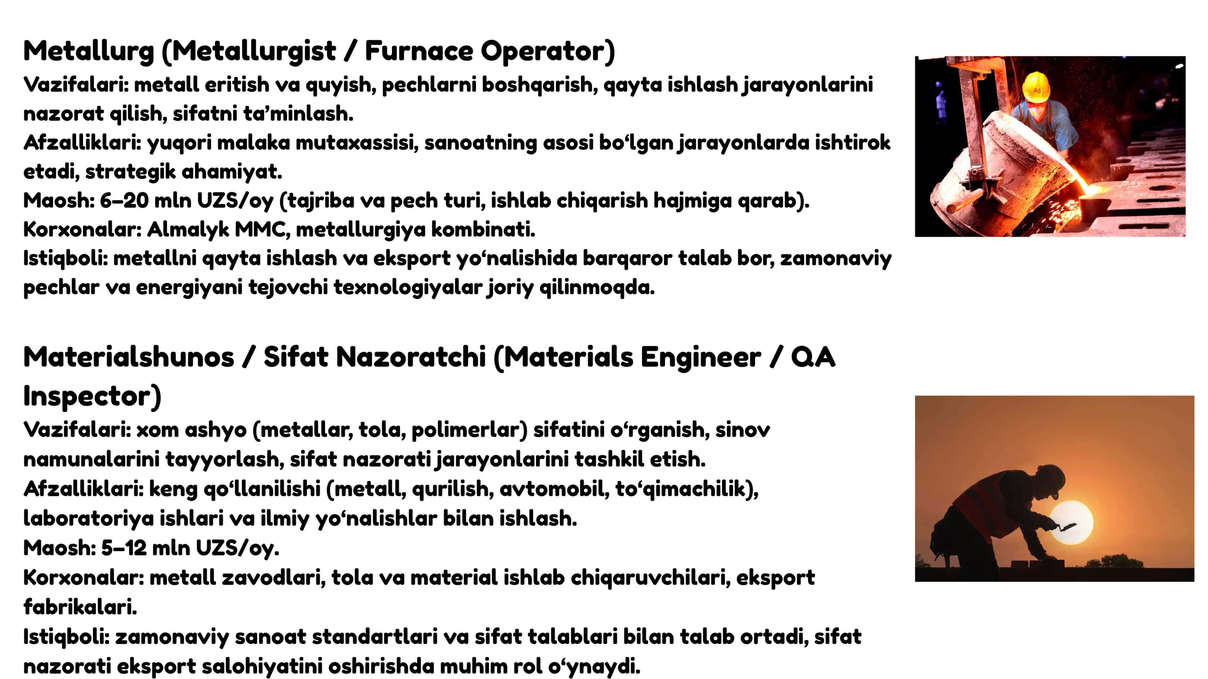 SANOAT SOHASIGA OID KASBLAR 3