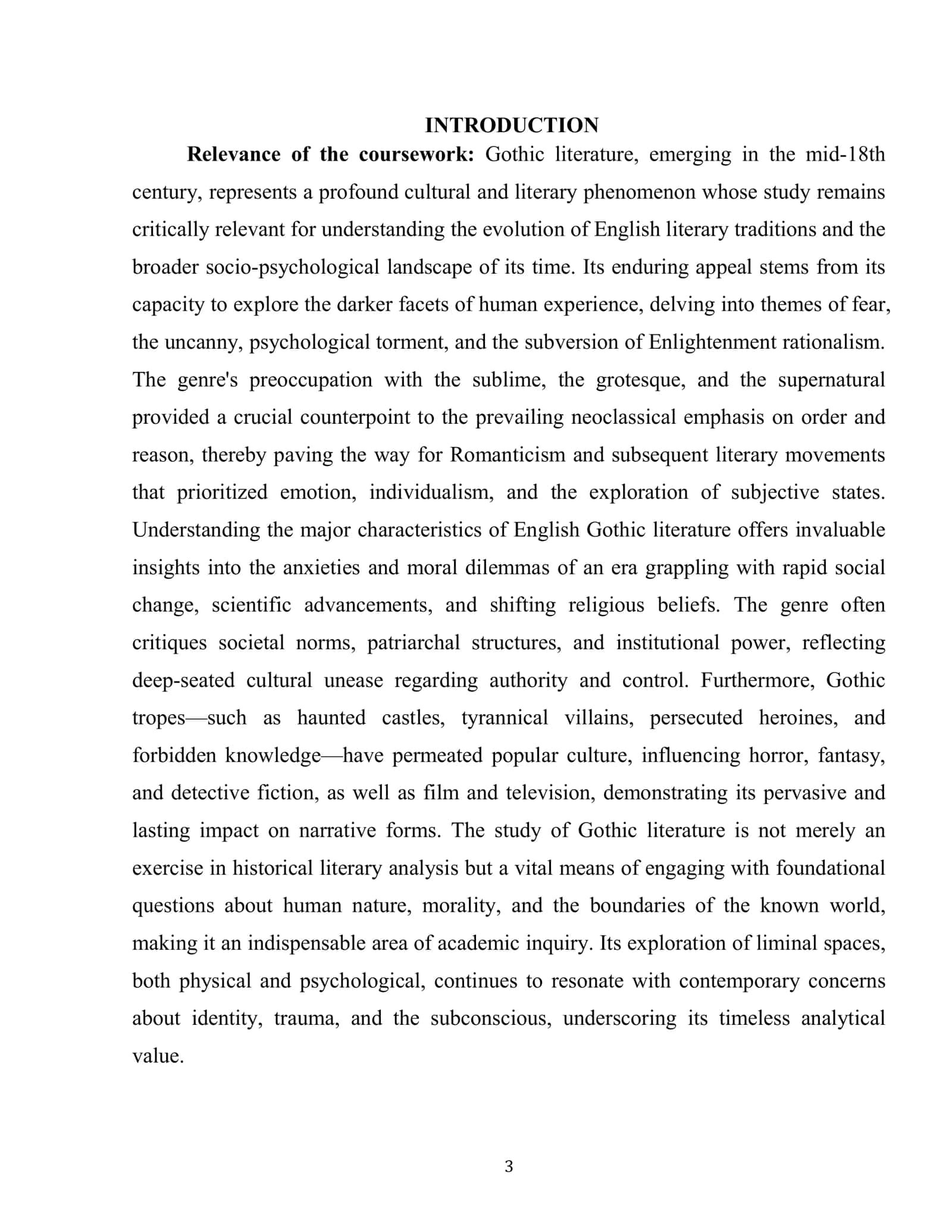 MAJOR CHARACTERISTICS OF GOTHIC LITERATURE IN ENGLAND 3