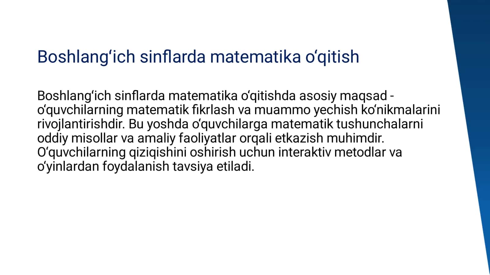 Boshlangʻich sinﬂarda matematika. darsdan tashqari mashgʻulotlarni tashkil etish 3