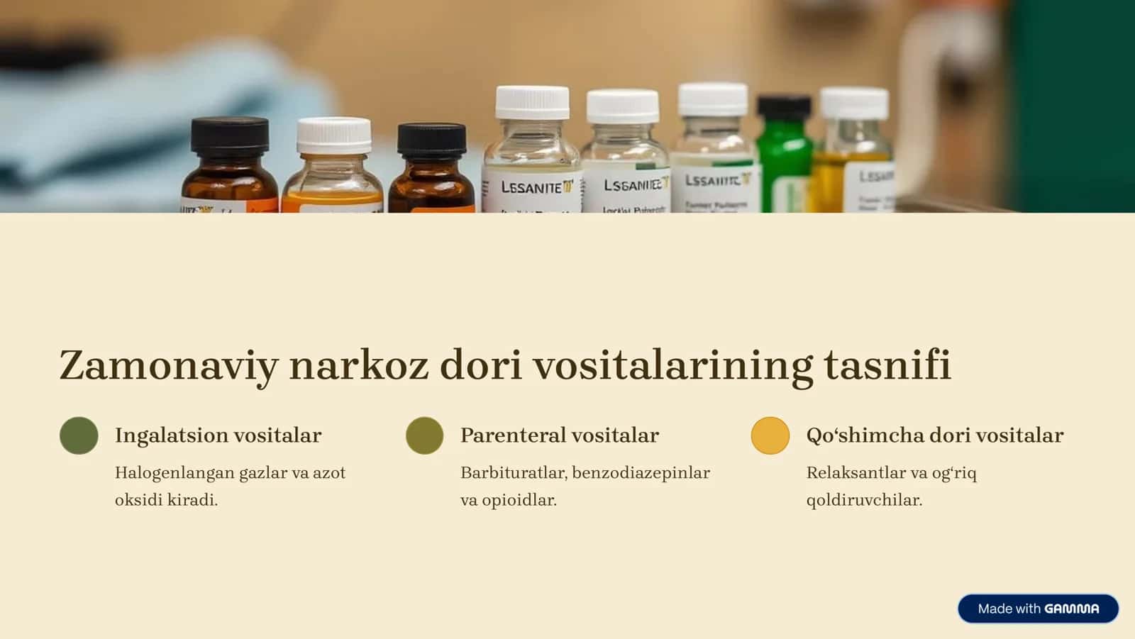 Umumiy narkoz uchun zamonaviy dori vositalari 3