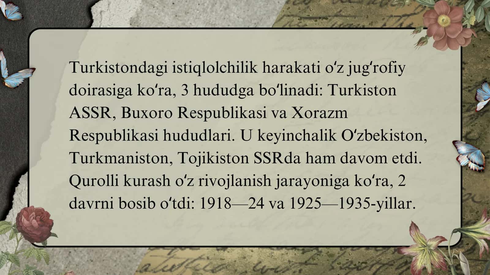 Turkistonda sovet hukumatiga qarshi qurolli harakatlarning bostirilishi va uning oqibatlari. 3