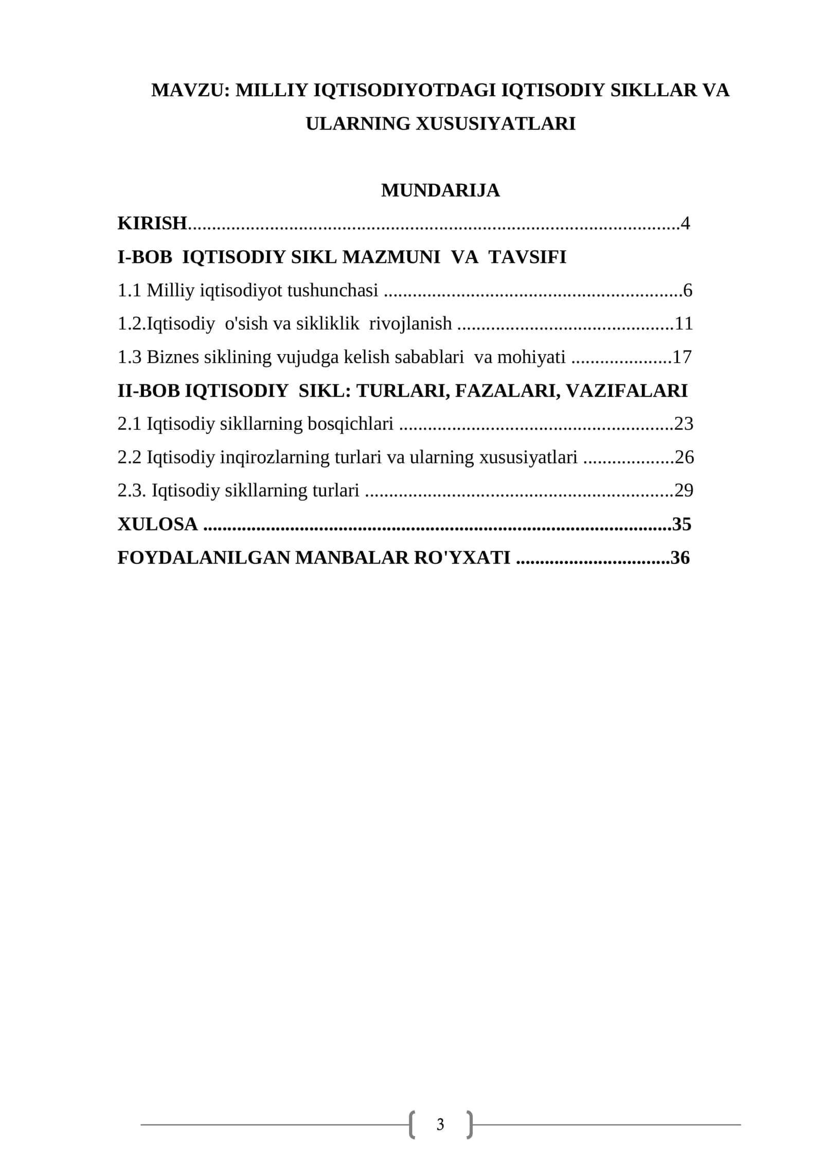 Milliy iqtisodiyotidagi iqtisodiy sikllar va ularning xususiyatlari 3