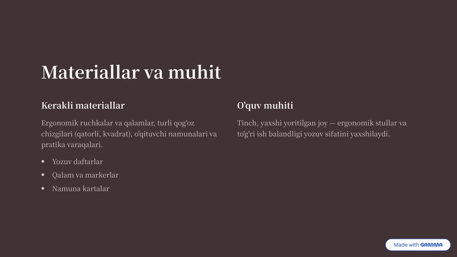 O'quvchilarga yozuv texnikasini o'rgatish 3