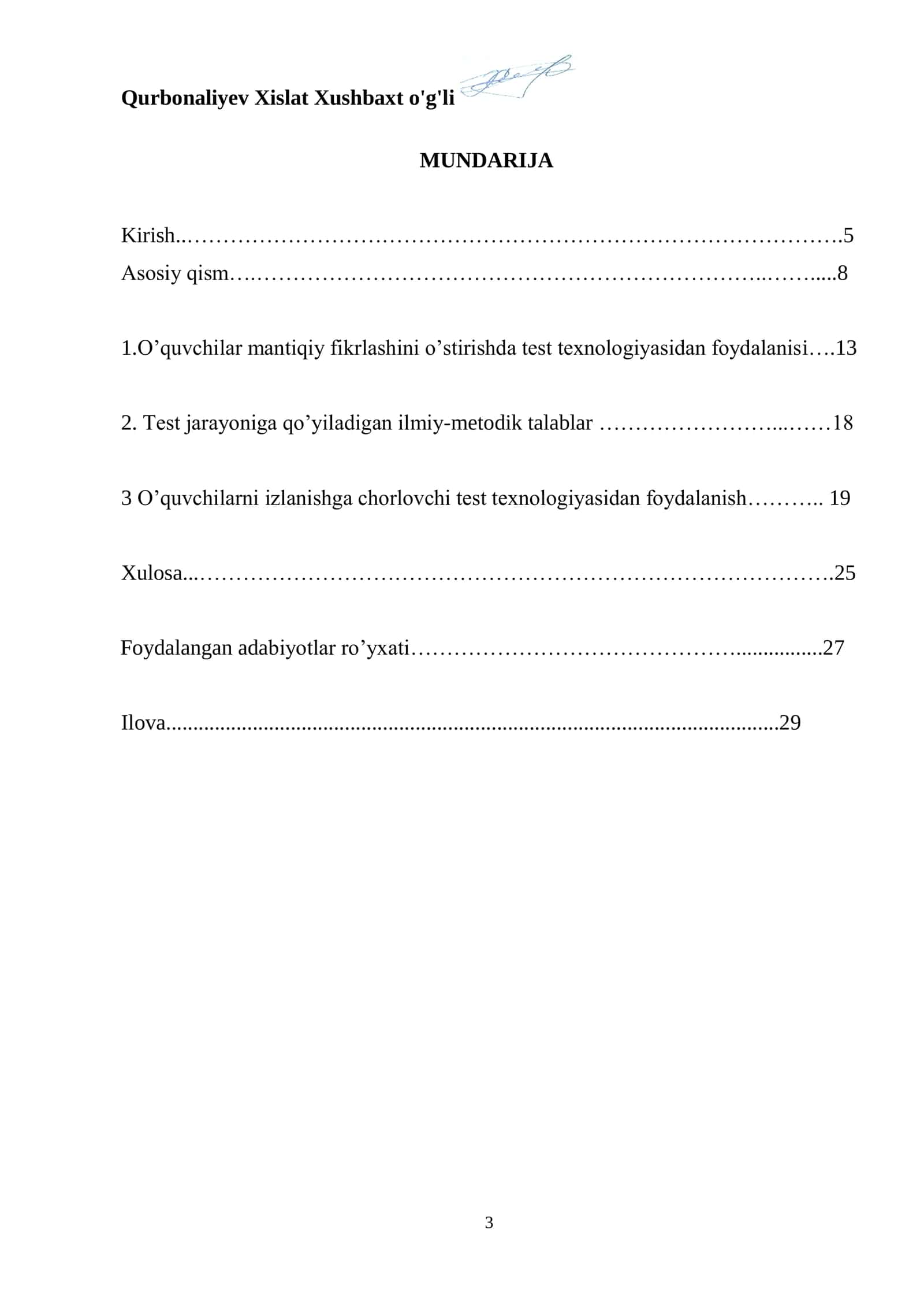 Ingliz tili darslarida o’quvchilar bilimini tekshirishda testlardan foydalanish 3