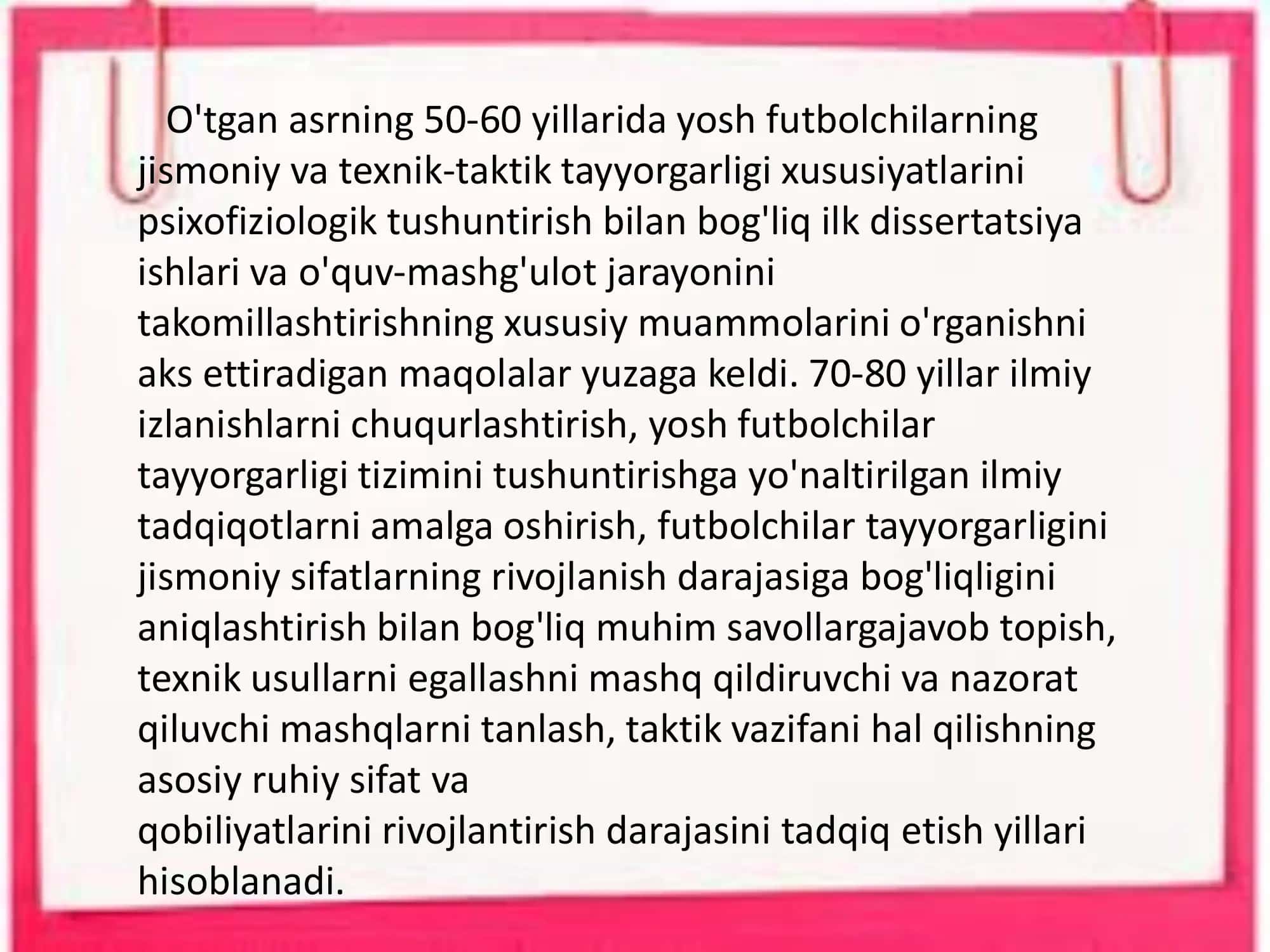 Futbol va uni o’qitish metodikasi 3
