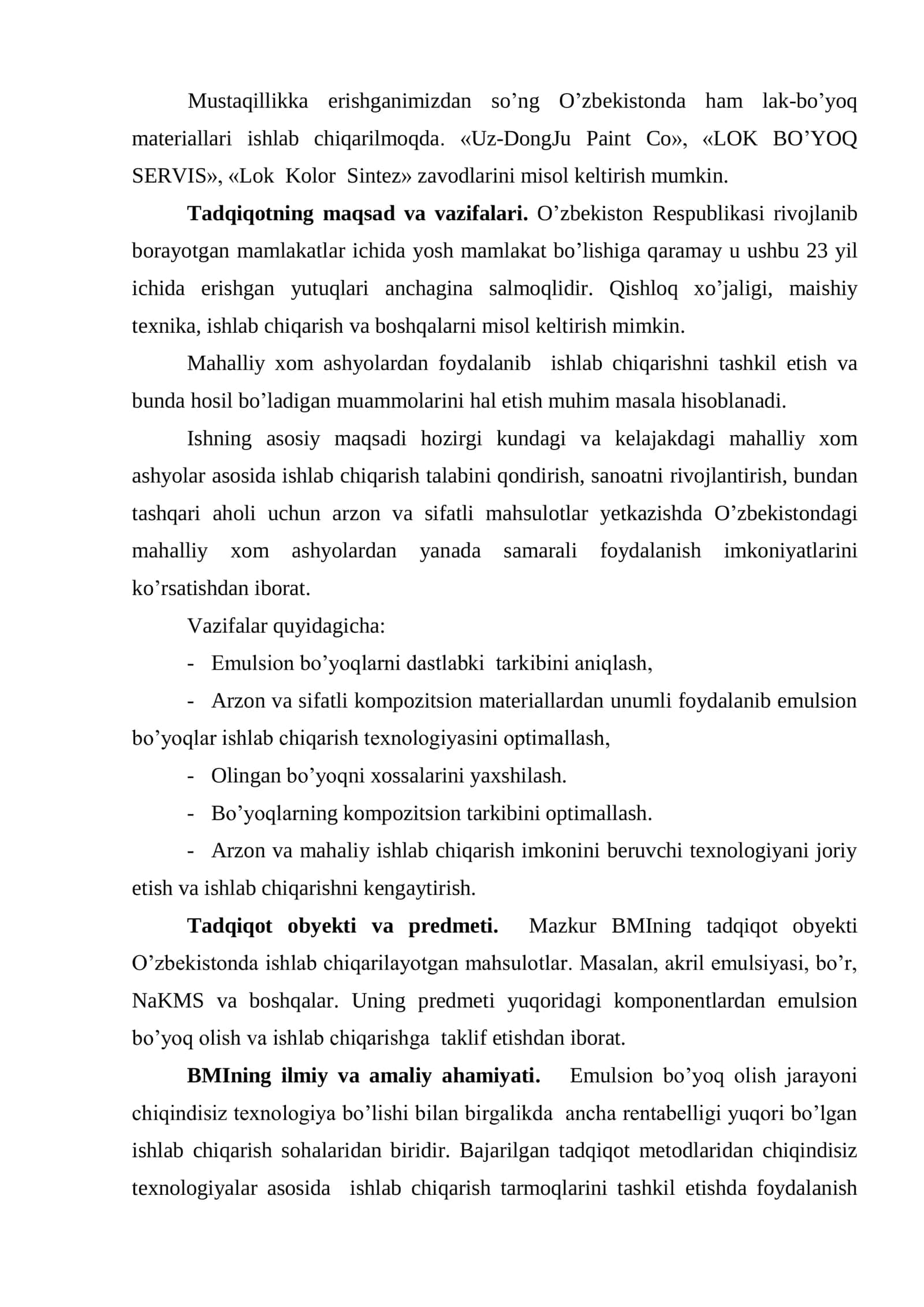 Emulsion bo’yoqlar olish texnologiyasini takomillashtirish 3