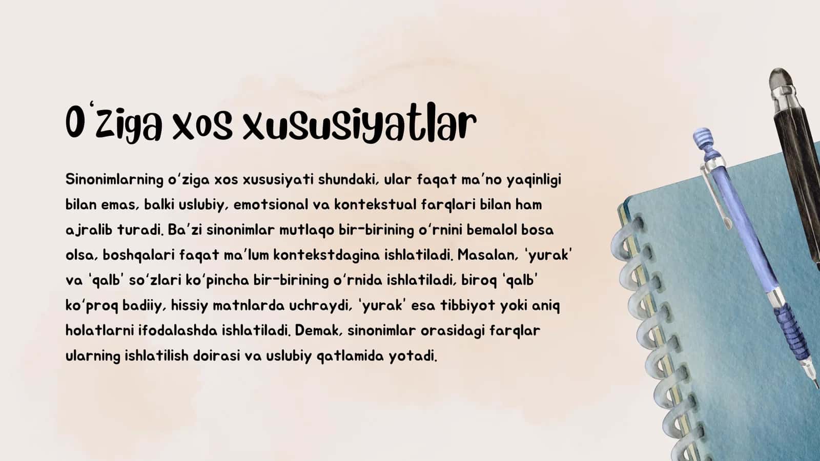 Sinonimning o’ziga xos xususiyatlari 3