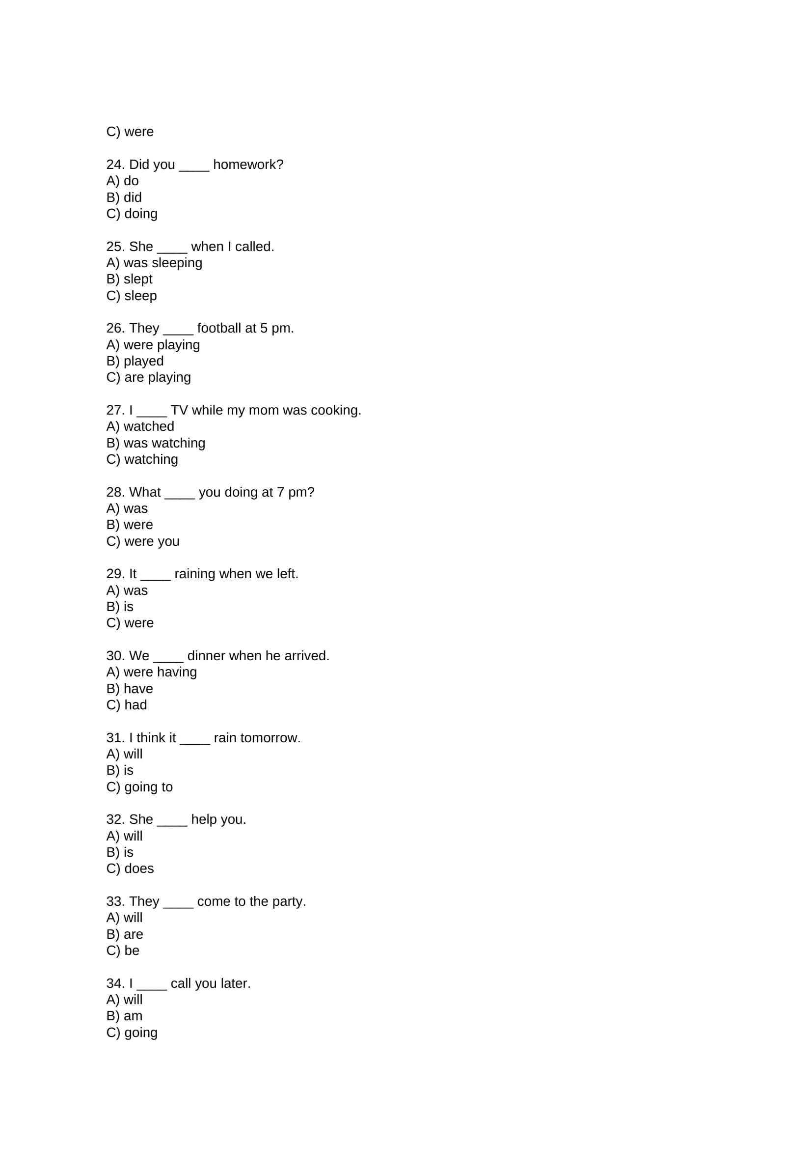 English Grammar Test 3