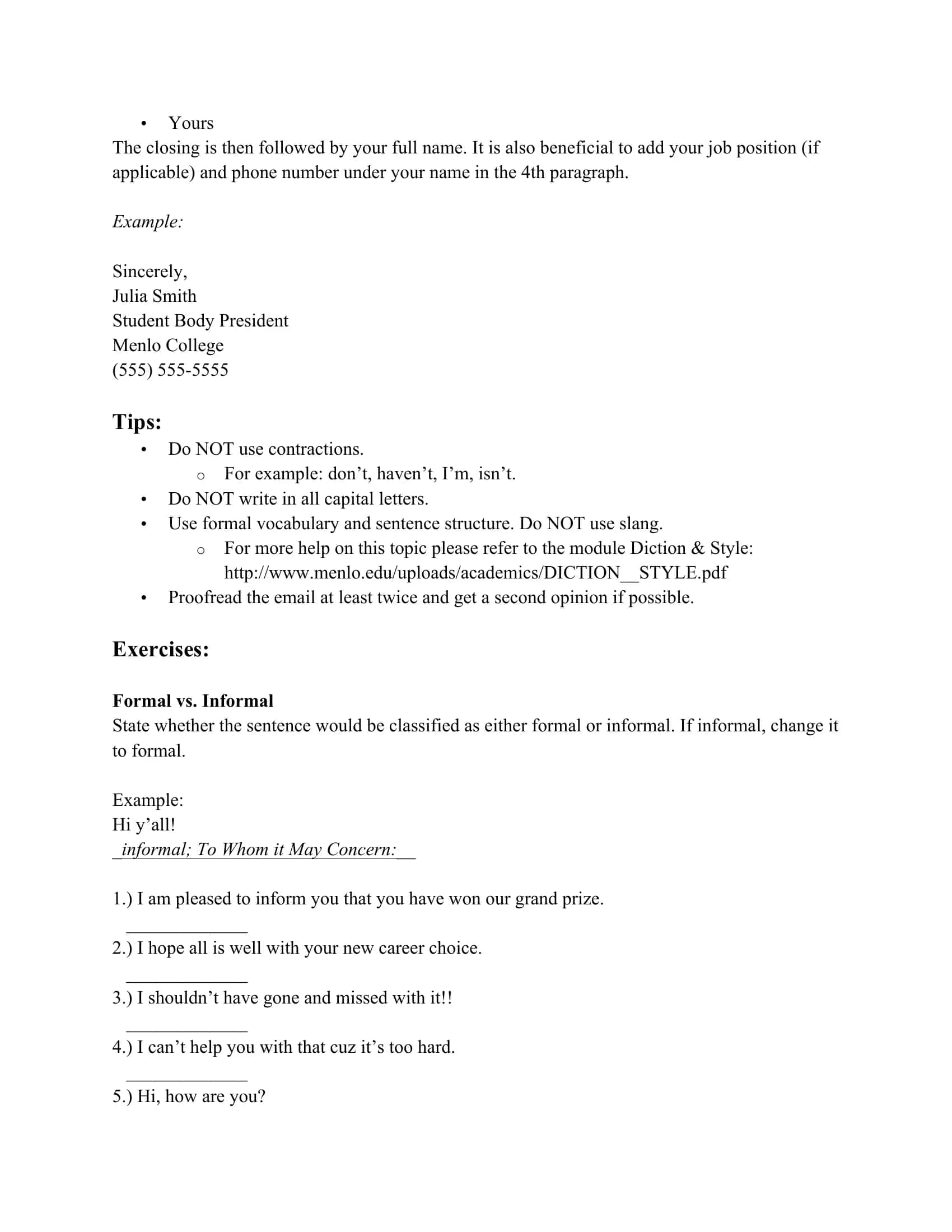 Writing a Formal Email 3