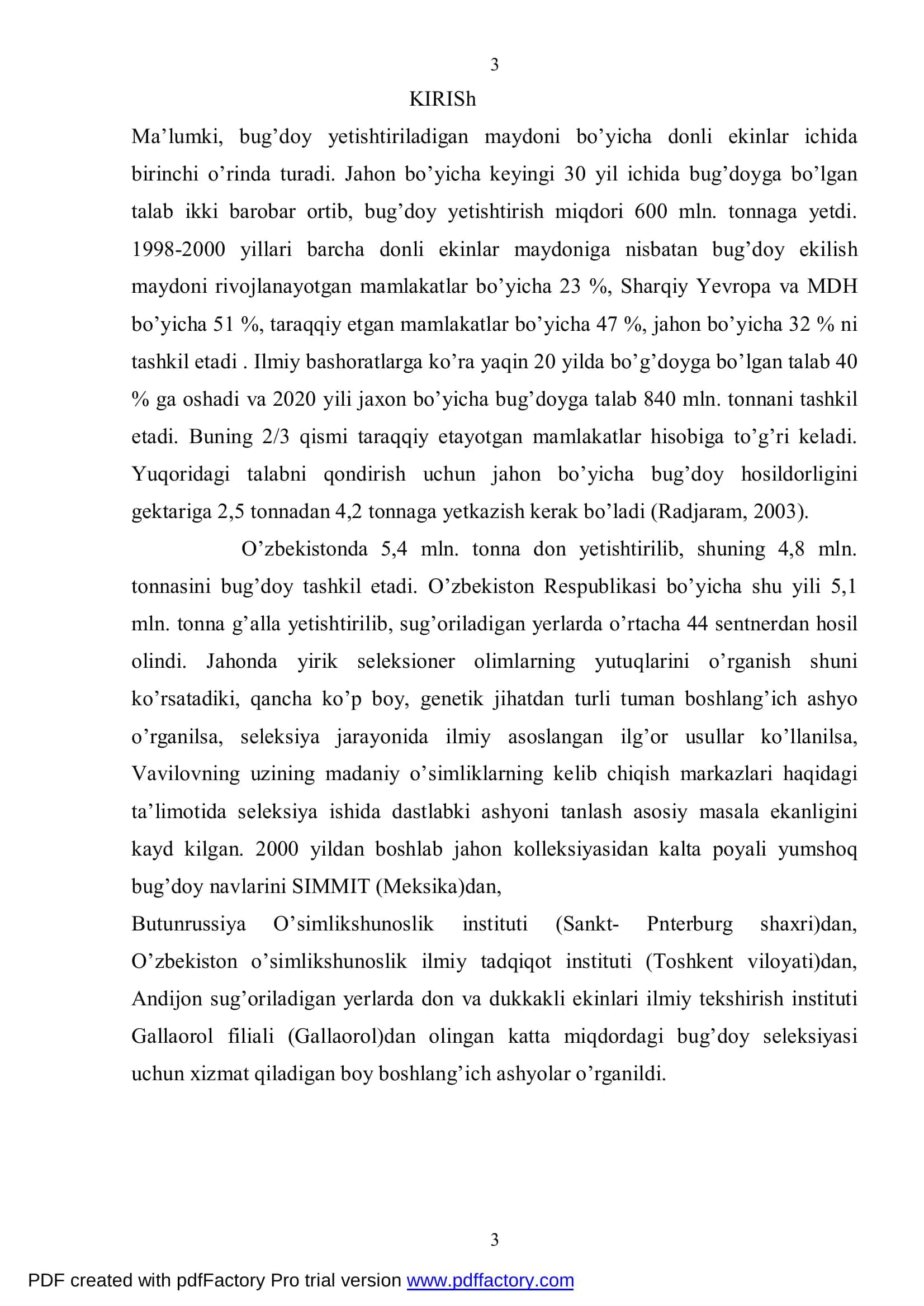 O’ZBEKISTON RESPUBLIKASI QISHLOQ VA SUV XO’JALIGI VAZIRLIGI 3