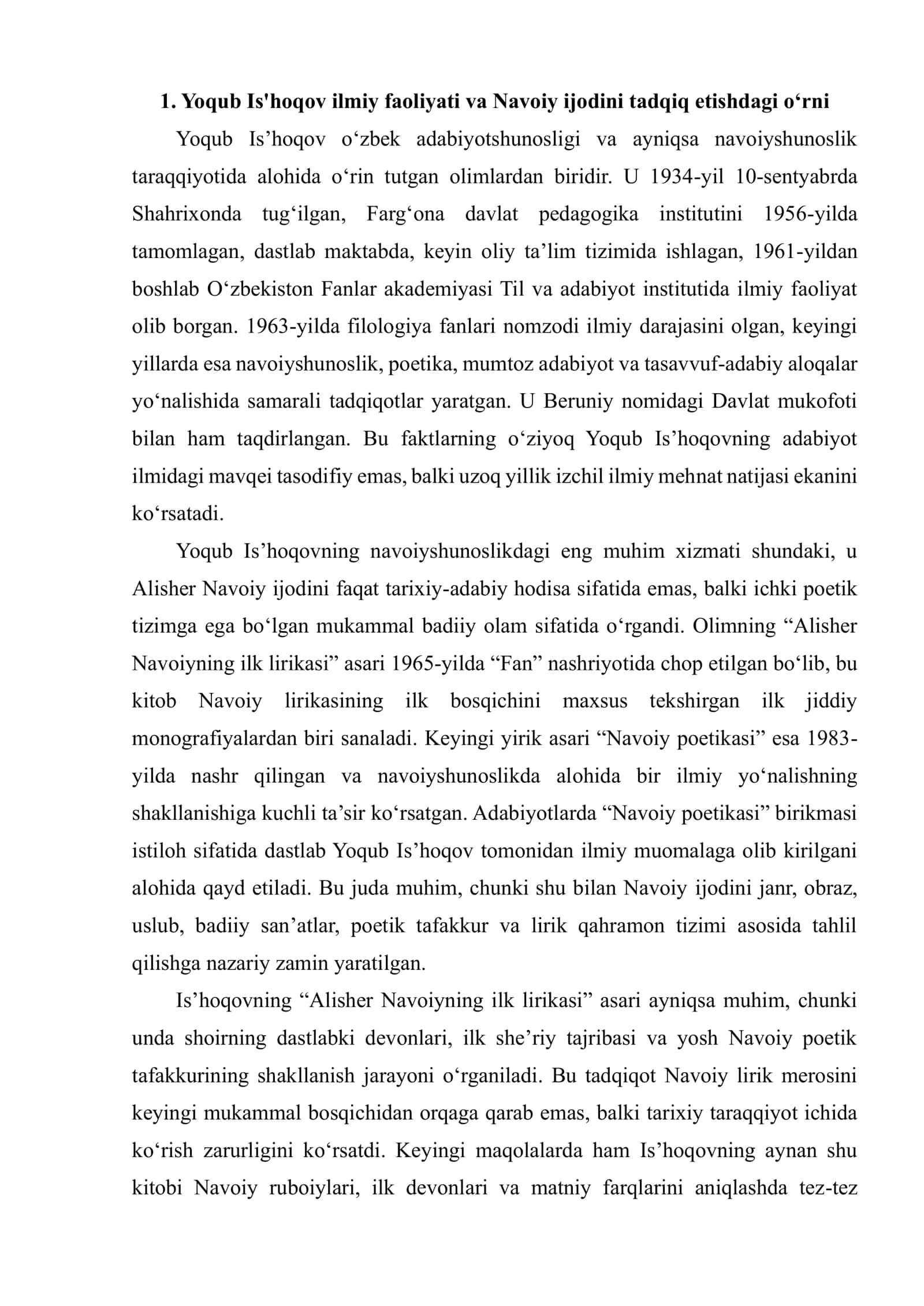 NAVOIYSHUNOSLIK TARAQQIYOTI Y. IS’HOQOV, N. KOMILOV, I. HAQQULOV 3