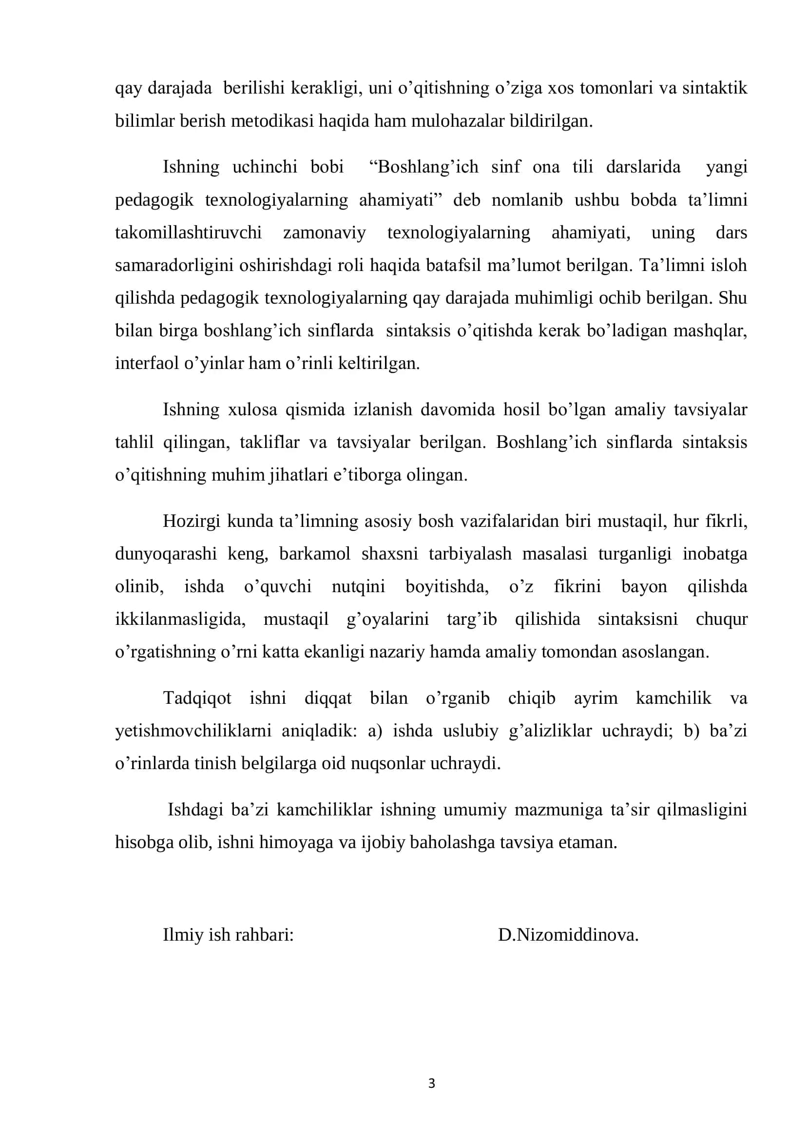 "Boshlang'ich sinf o’quvchilariga sintaktik bilimlar berishning o’ziga xos xususiyatlari" 3