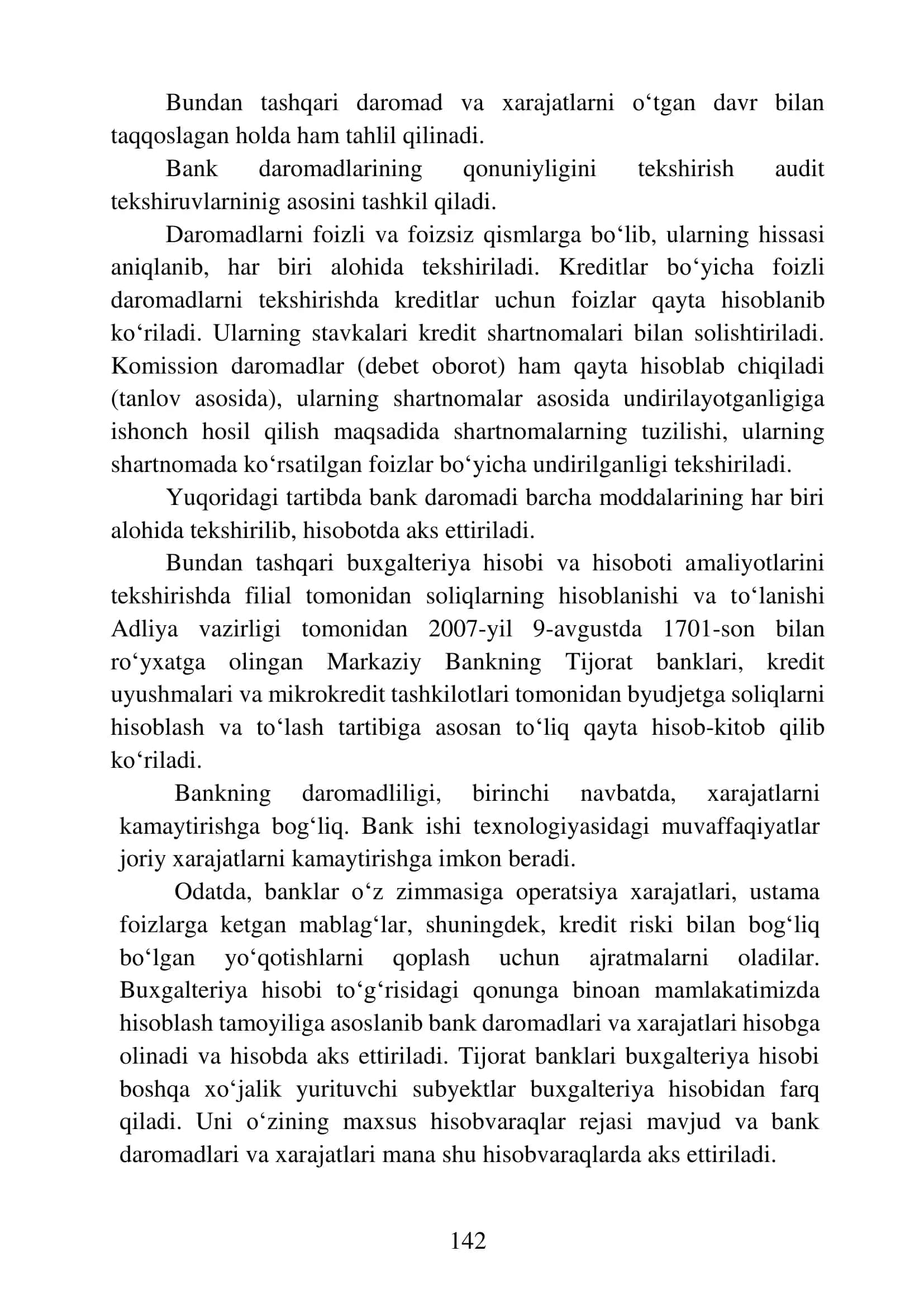 Tijorat Banklari Daromadlari, Xarajatlari va Foydasi Auditi 3