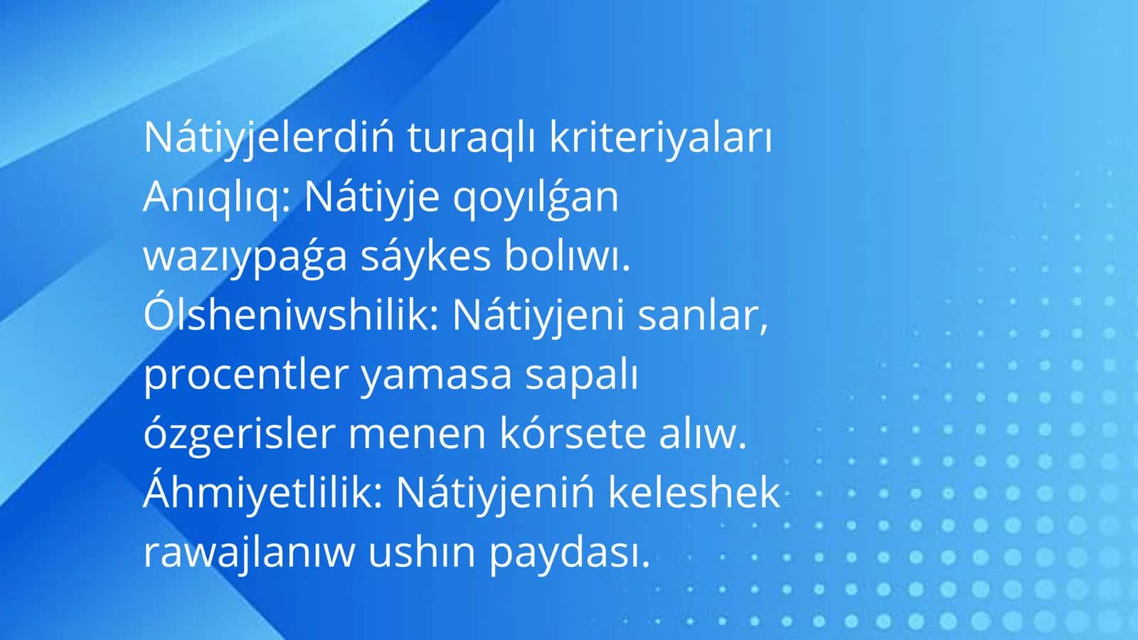 Jumıs nátiyjeleri hám olardı usınıw formaları 3