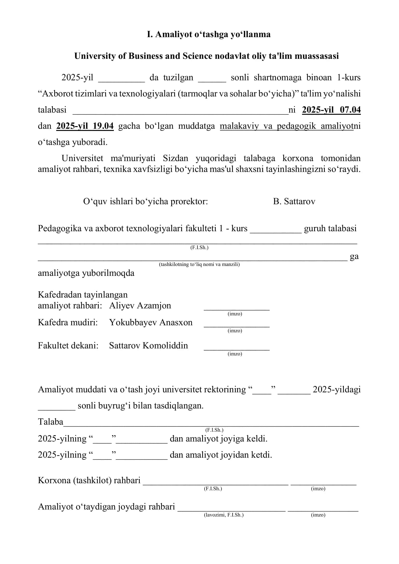 Axborot tizimlari va texnologiyalari (tarmoqlar va sohalar bo‘yicha) ta’lim yo’nalishi 3
