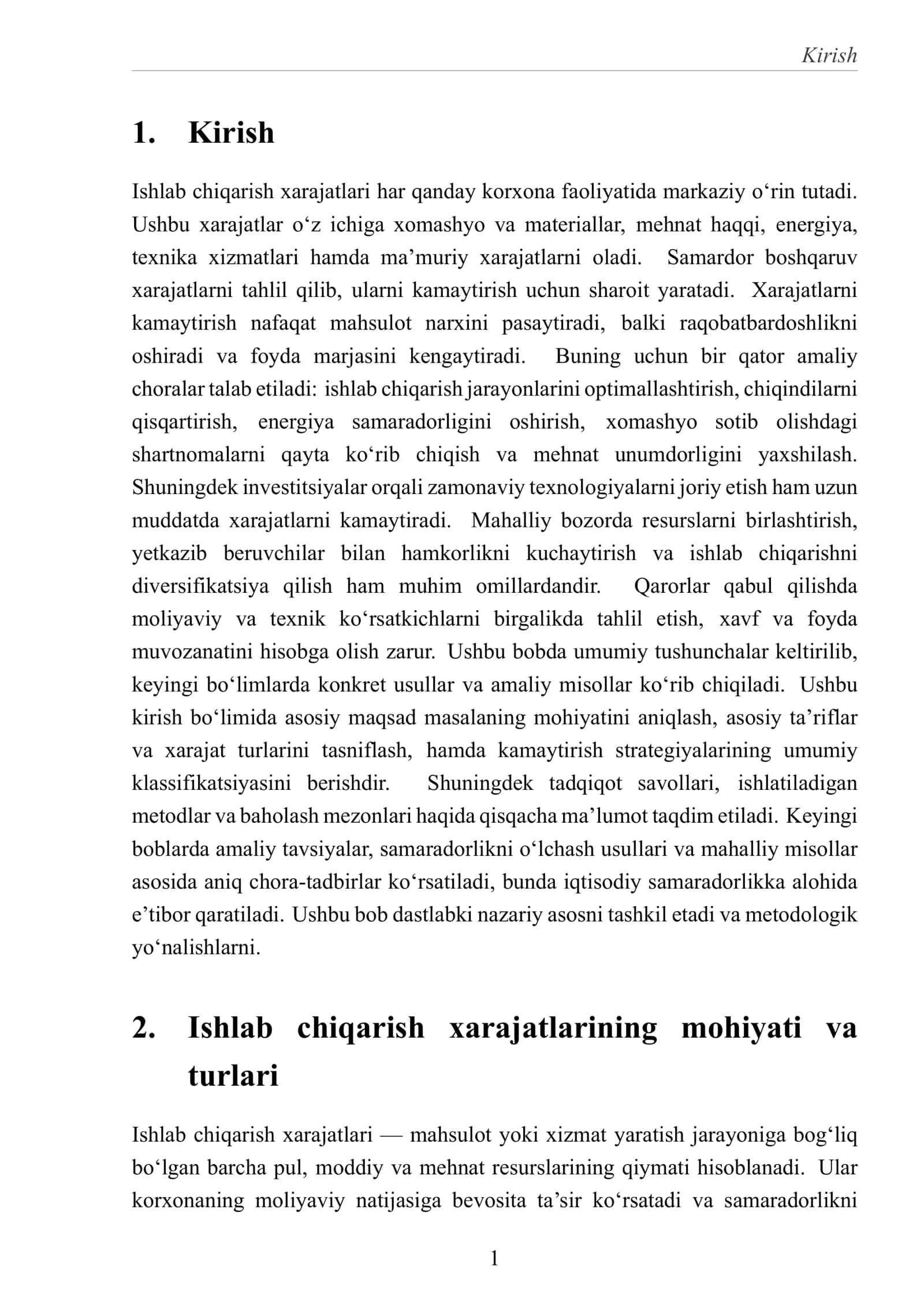 Ishlab chiqarish xarajatlari va ularni kamaytirish yo’llari 3