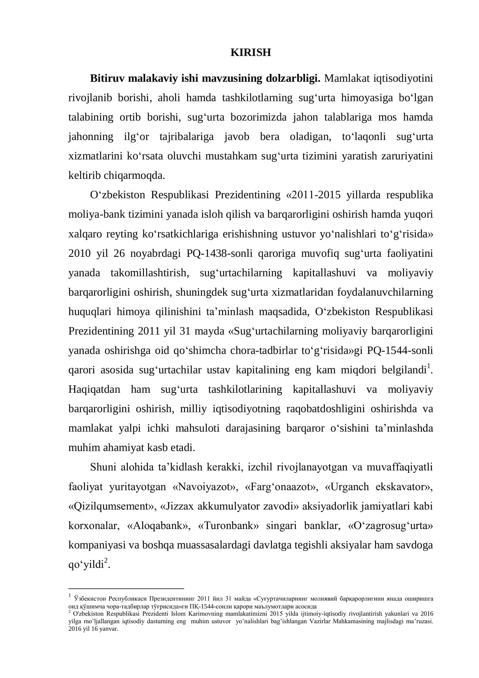 Sug‘urta kompaniyalarining investitsiya faoliyati va uni rivojlantirish istiqbollari 3