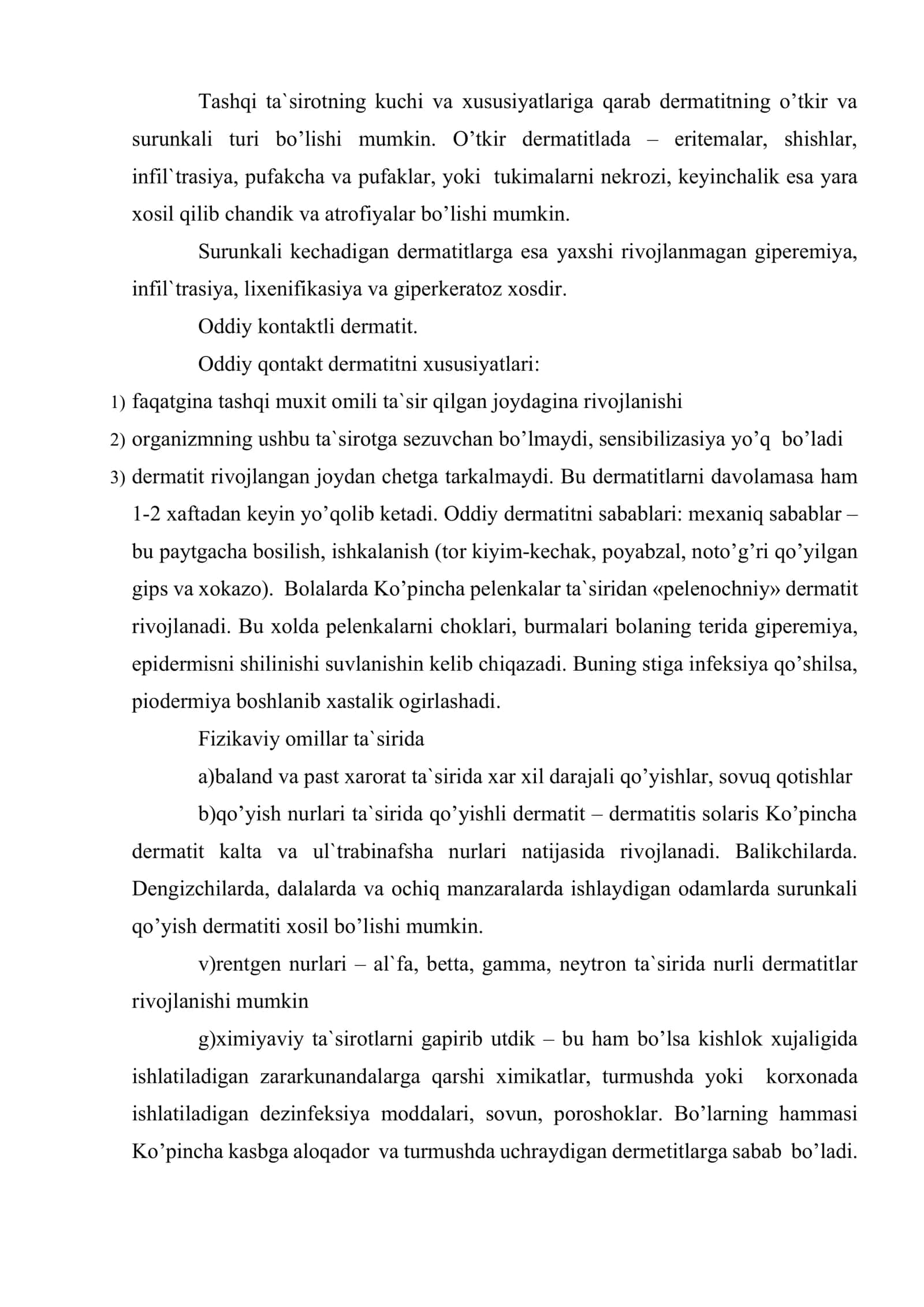 Terining allergik kasalliklari - Dermatitlar. Toksikodermiyalar. Ekzema. Tugunchali dermatozlar: Psoriaz. Qizil yassi temiratki. Neyrodermatozlar 3