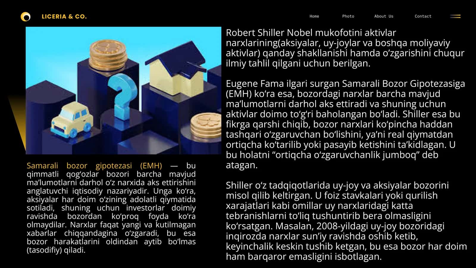 Robert Shiller: Nobel Mukofoti va Xulq-atvor Moliyasi (Tayyor Mustaqil Ta'lim / PPTX + Nutq matni va Savol-Javoblar) 3