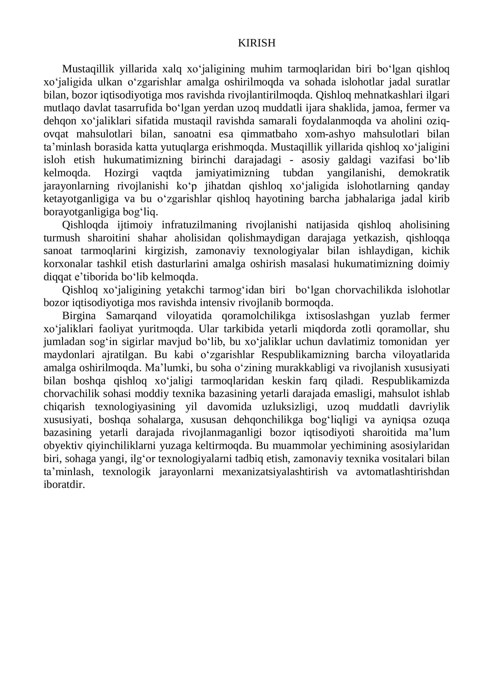 Fermer xo‘jaligi qoramolchilik fermasi bosh plani hamda ozuqa tashish, tayyorlash va tarqatish texnologiyasini ishlab chiqish 3