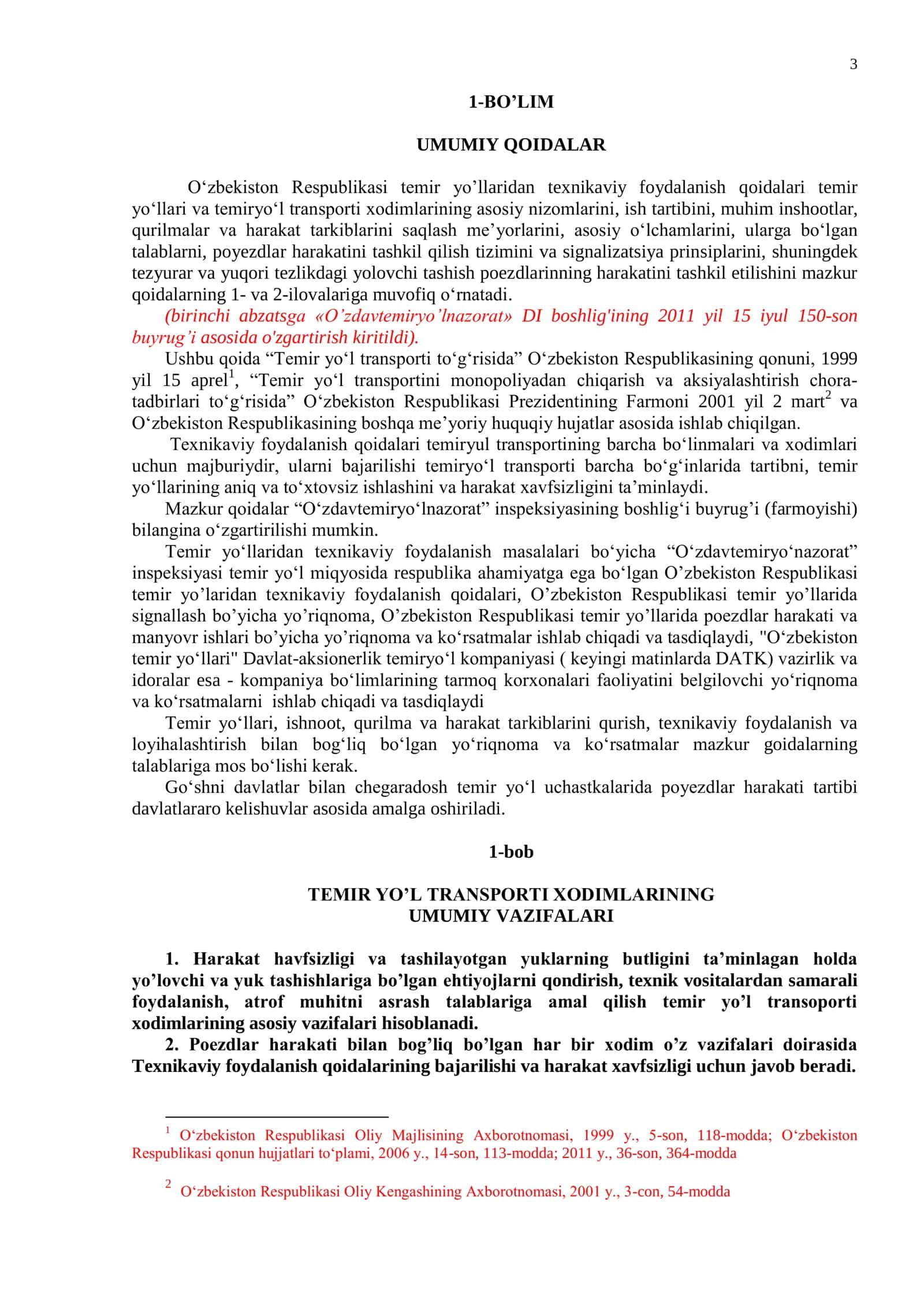 O'ZBEKISTON RESPUBLIKASI TEMIR YO'LLARDA YUK VA YO'LOVCHILAR TASHISH XAVFSIZLIGINI NAZORAT QILISH DAVLAT INSPEKSIYASI 3