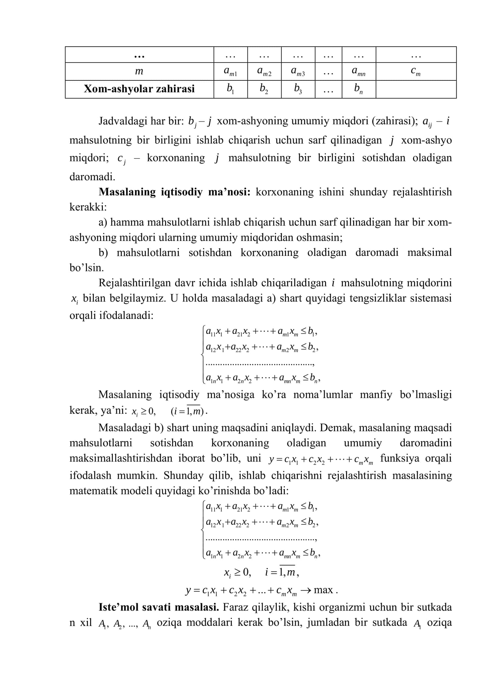 Chiziqli programmalashtirish masalasi: yechimlari va ularning xossalari. Chiziqli programmalashtirish masalasining geometrik talqini 3