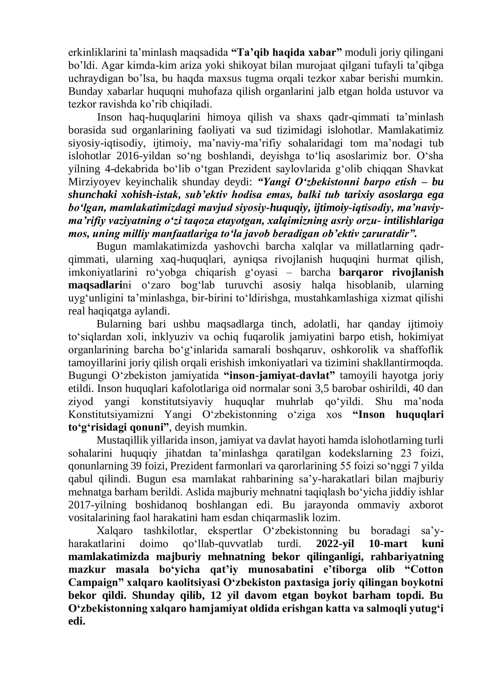 12-mavzu. Yangi O‘zbekistonda xalqchil va insonparvar davlat qurishning ijtimoiy-siyosiy ahamiyati 3