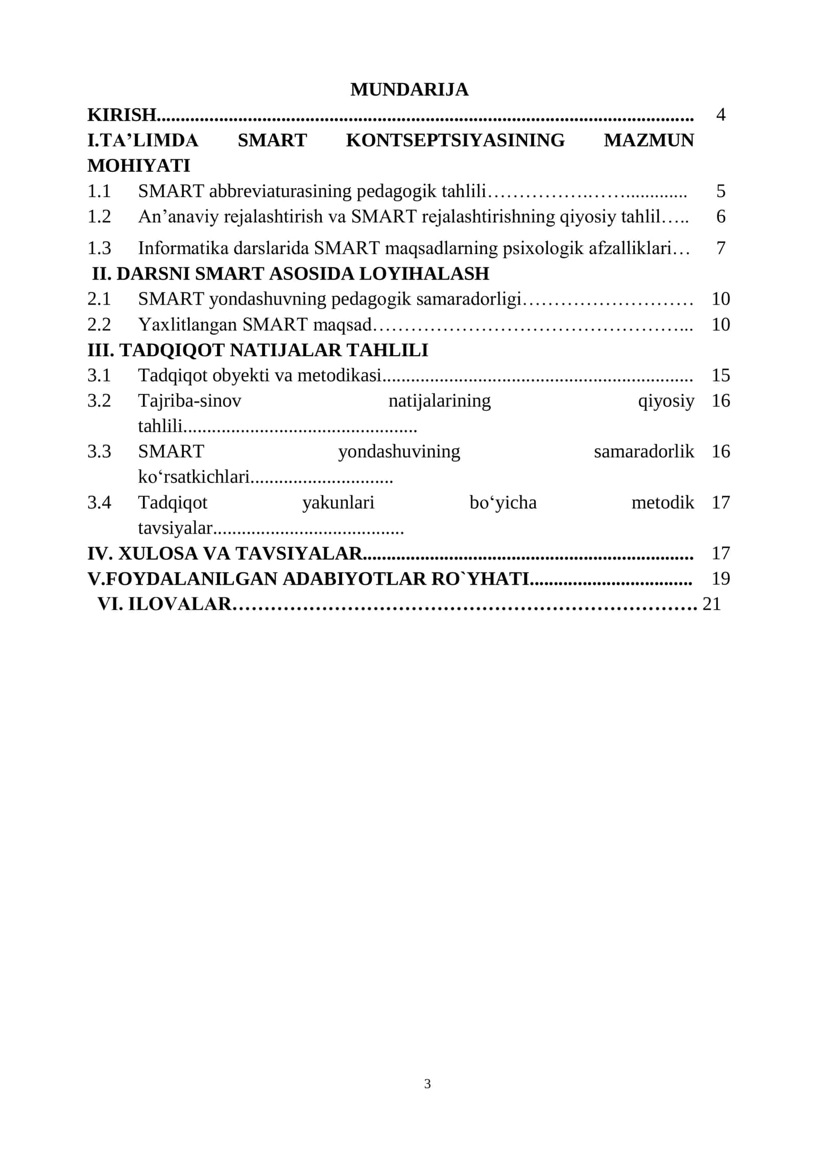 “SMART yondashuvi asosida darslarni rejalashtirish” mavzusida LOYIHA ISHI 3
