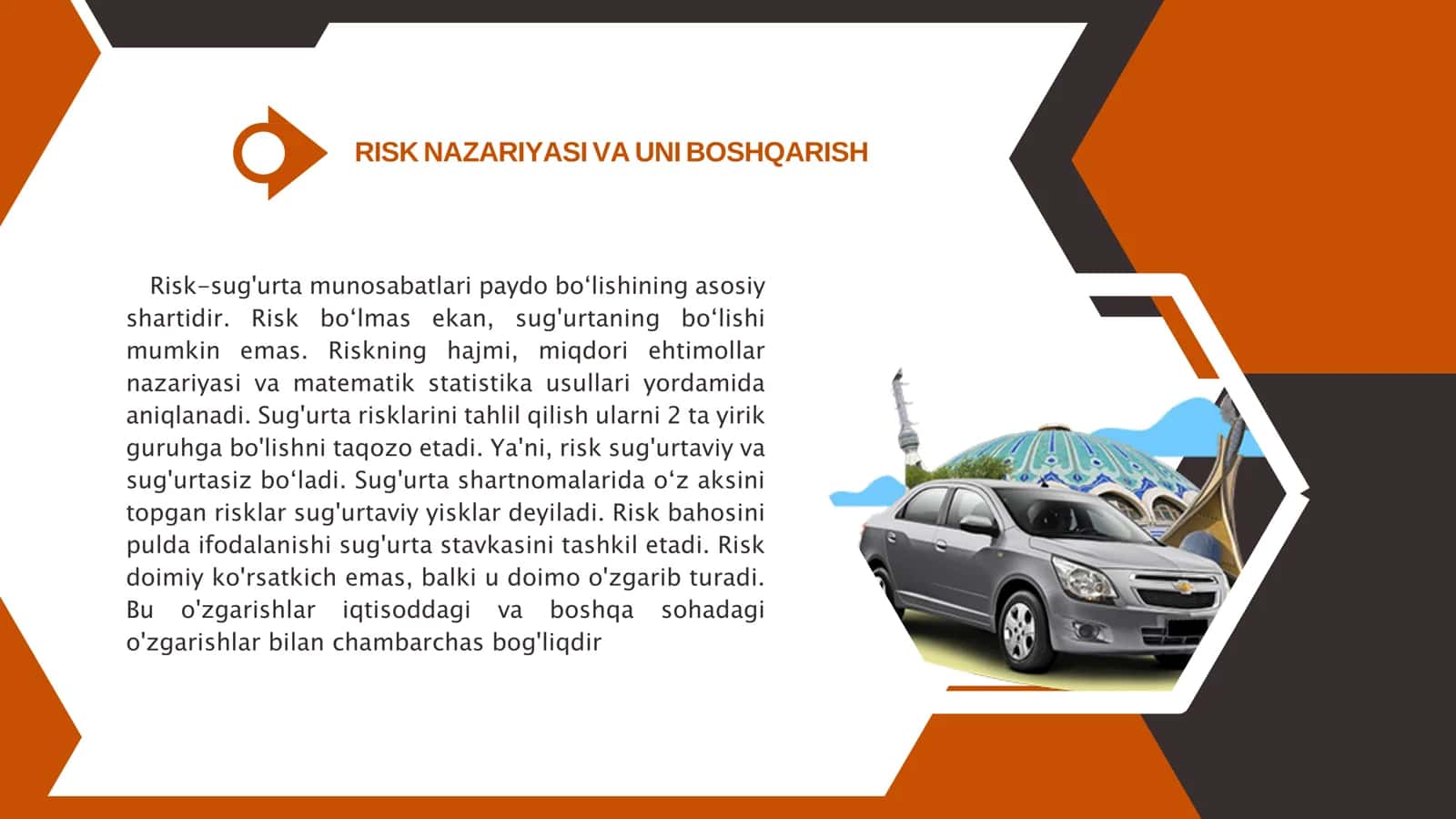 Risk nazariyasi va uning sug`urtadagi o`rni 3