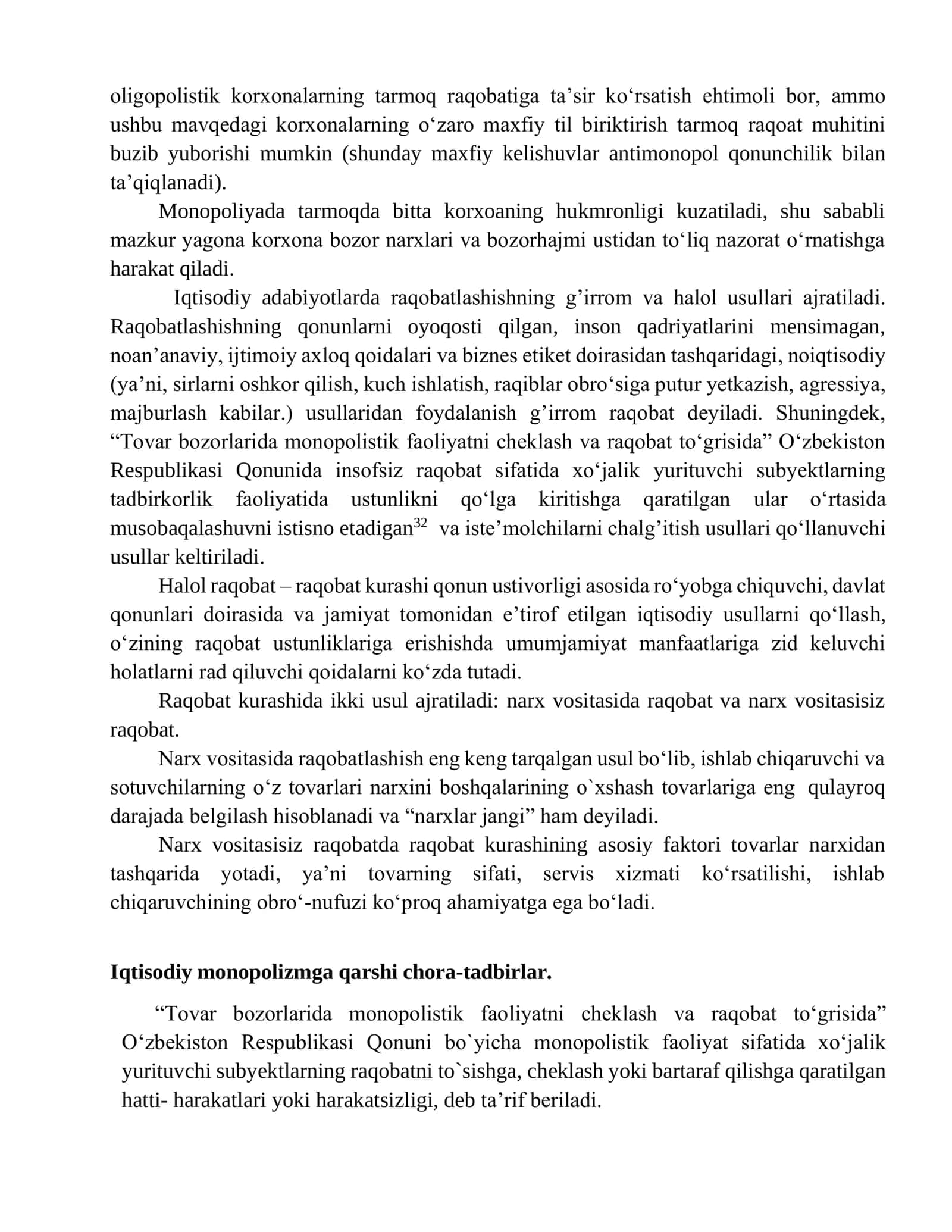 Raqobatning mohiyati, shakllari va raqobatlashish usullari 3