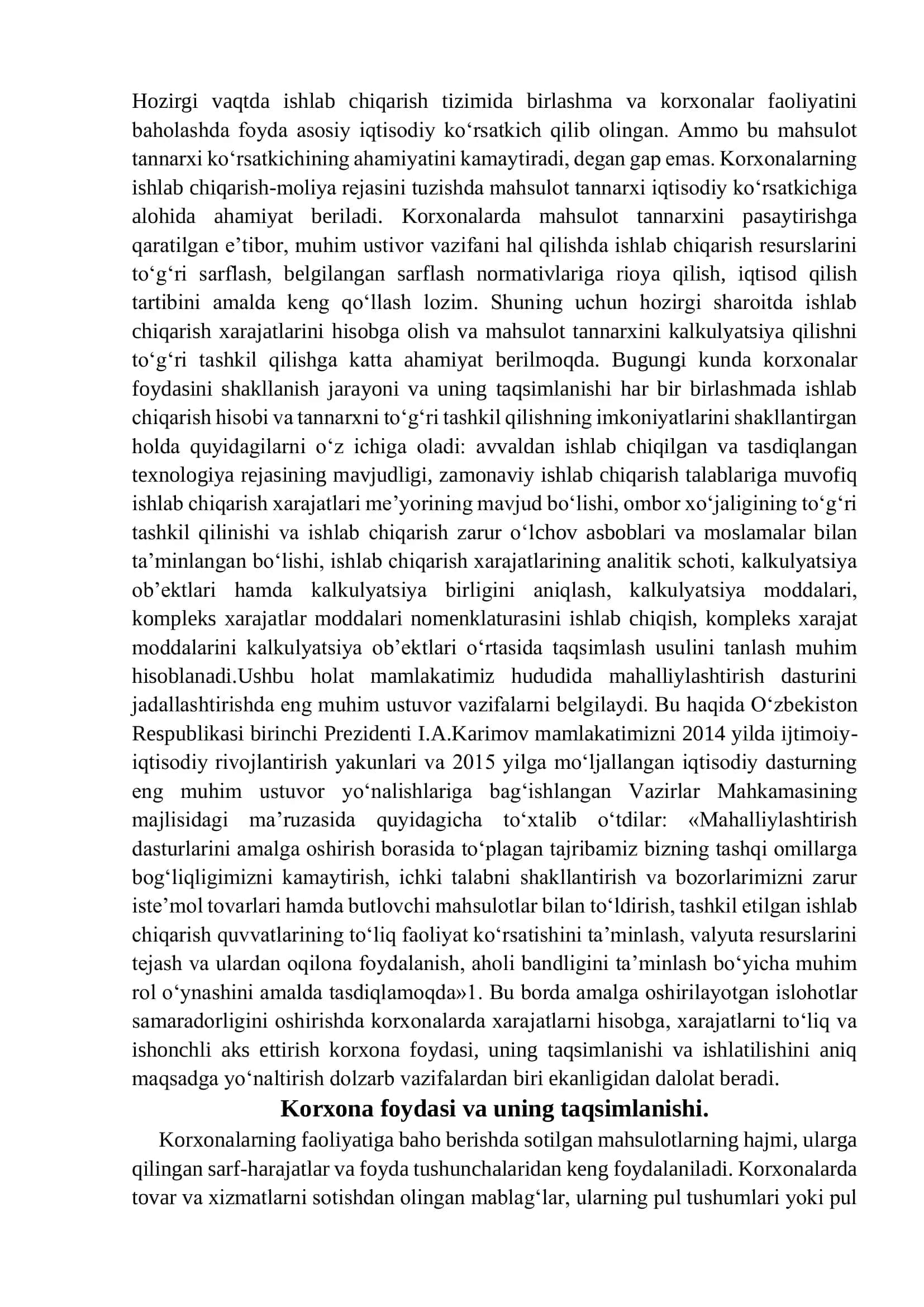 Korxona foydasi, uning shakillanishi, ishlatilishi va ahamiyati 3