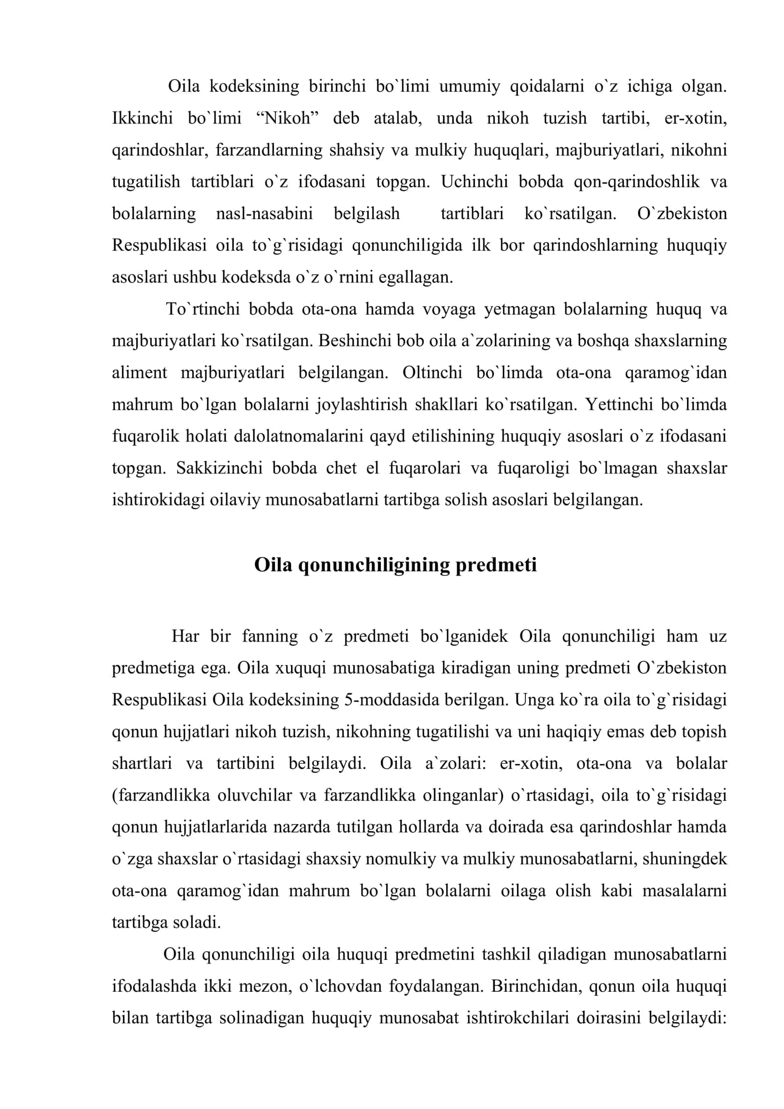 O`zbekistonda oila qonunchiligining rivojlanishi 3